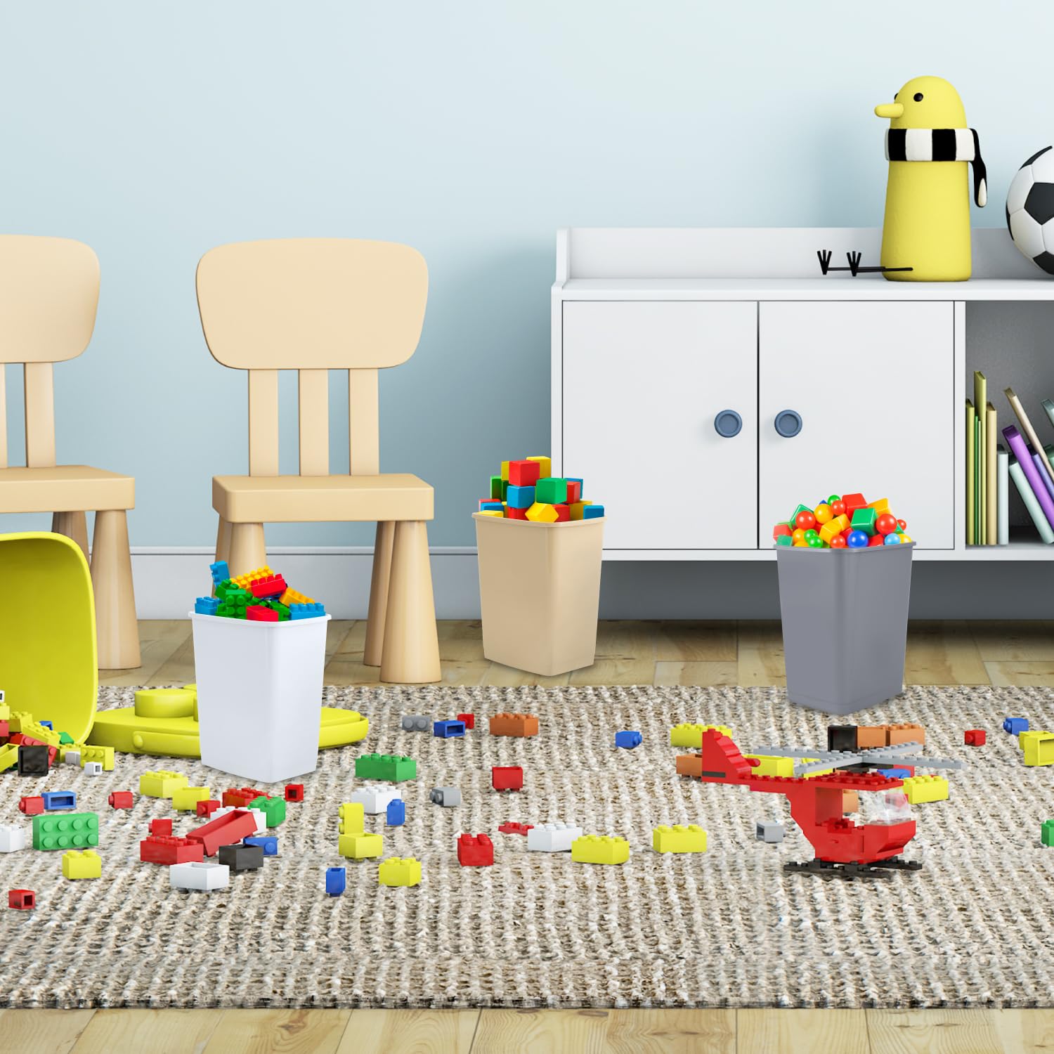 Superio Small 2.5 Gallon Plastic Trash Can, Waste Bin for Under Desk, Office, Bedroom, Bathroom- 10 Qt (2, Beige)