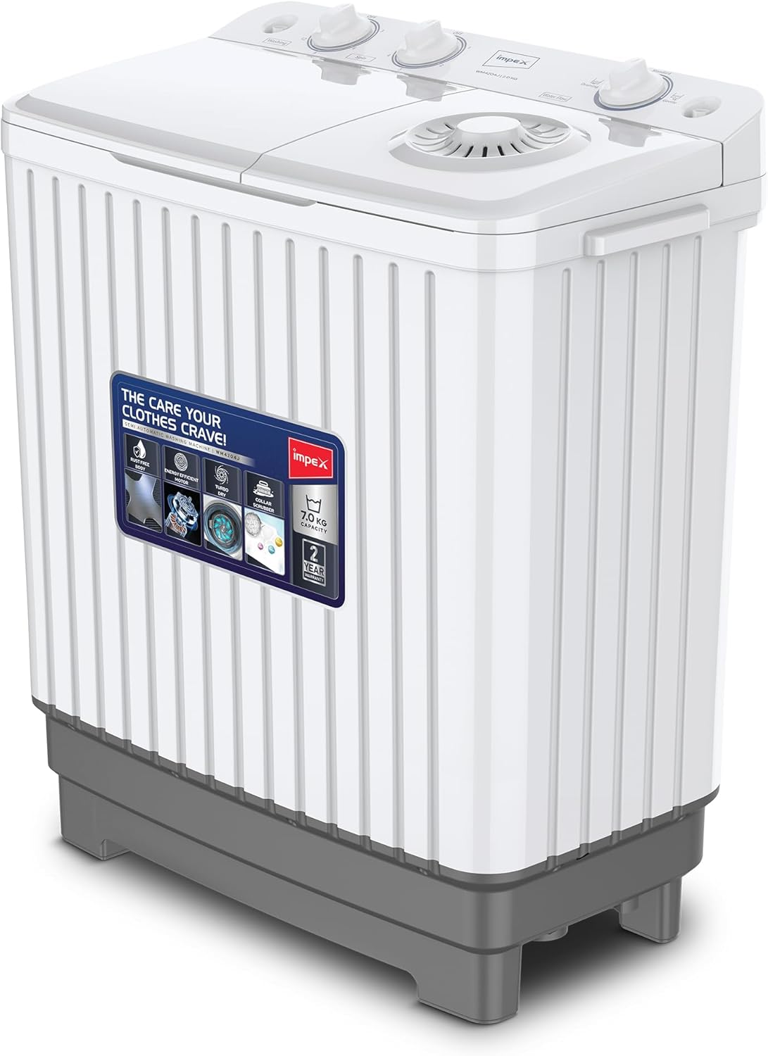 Smart | Impex 7Kg Twin Tub Semi-Automatic Washing Machine Appliance, Air Turbo Dry, Low Noise Energy Efficient Motor, Handwash Design, Collar Scrubber,2 Years Warranty-WM 4204J 2026