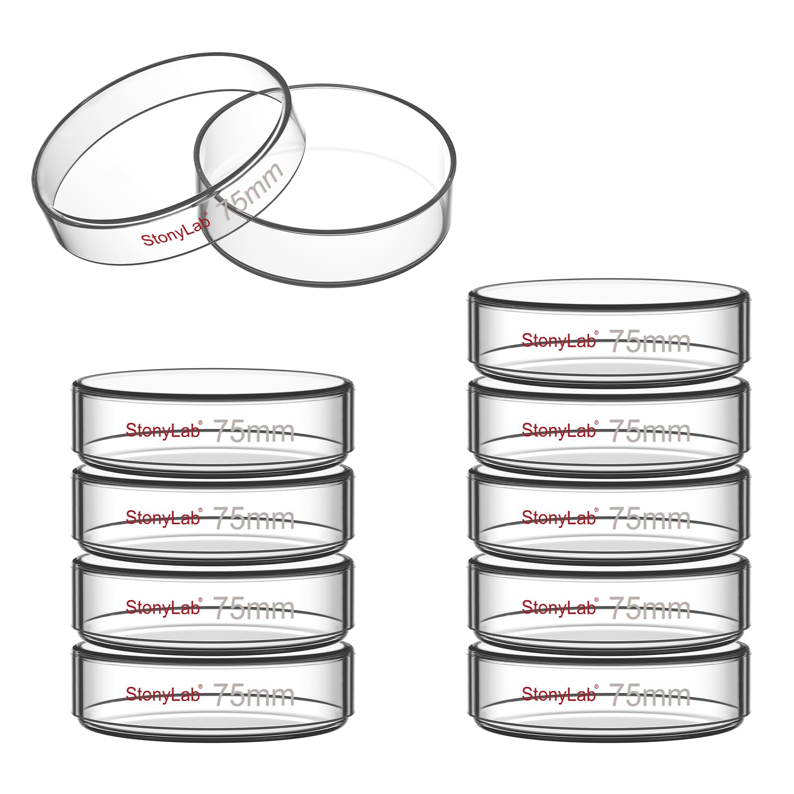 stonylab 10-Pack Glass Petri Dishes, 120x25 mm Borosilicate Glass Clear Culture Dish with Clear Lid for Laboratory — Amazon image 10