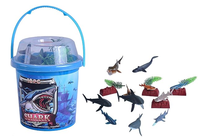 Wild Republic figurillas coleccionables tiburón, Cubo de Juego y Aventuras, 20 cm, 18-Piezas