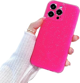 ZCDAYE for iPhone 13 Case, Solid Cute Sparkly Phone Case for Women Girls, Anti-Yellowing Slim Soft Silicone Bumper Cover Compatible with iPhone 13 6.1 inch, Hot Pink