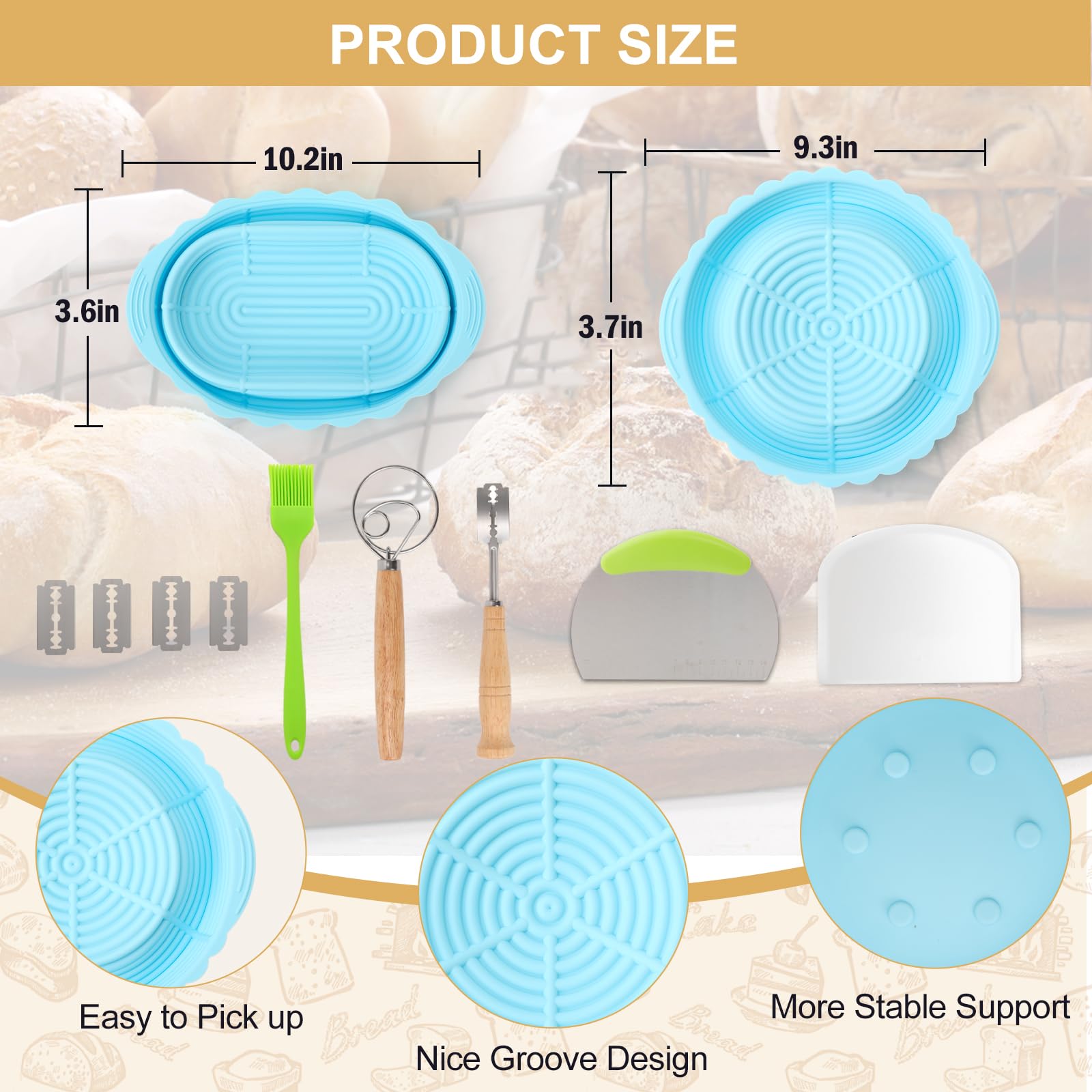 Panier De Levage En Silicone Pour Pain Au Levain – 5 Pouces (13 Cm) – Pour Fermentation Et Cuisson - 7