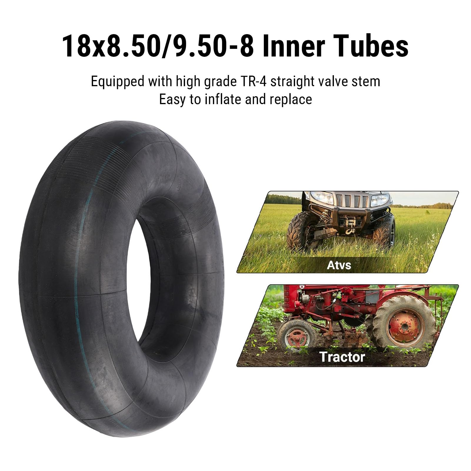 Tbest Dętki 18x8,50/9,50-8 Cart ATV UTV, Solidna Konstrukcja, szczelność, Przygody w Terenie, Prosty trzpień Zaworu TR-4, materiał Gumowy, Doskonała trwałość Odśnieżarka, Przyczepa