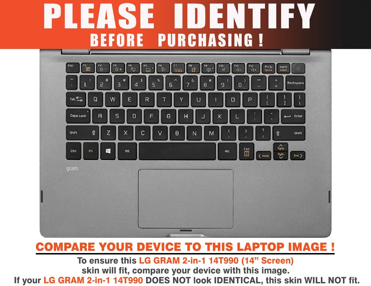 Decalrus - Protective Decal for The LG Gram 14T990 (14" Screen) Laptop with Customized Name LGgramTouch_14T990-Name24