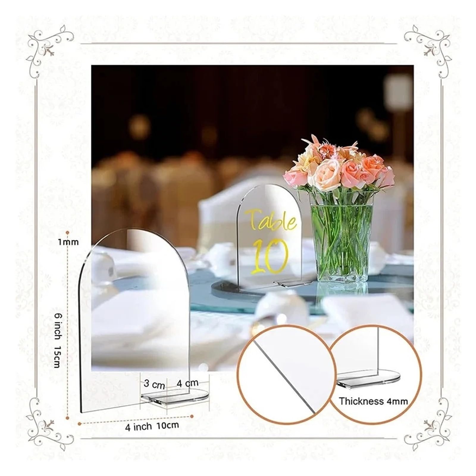 Tischnummernhalter 10/20 Stück klarer Schilderbogen mit Ständer, blanko, Namensschilder for Gäste, Tischnummernhalter for Hochzeiten, Dekorationszubehör, DIY-Platzkarte(20pcs)