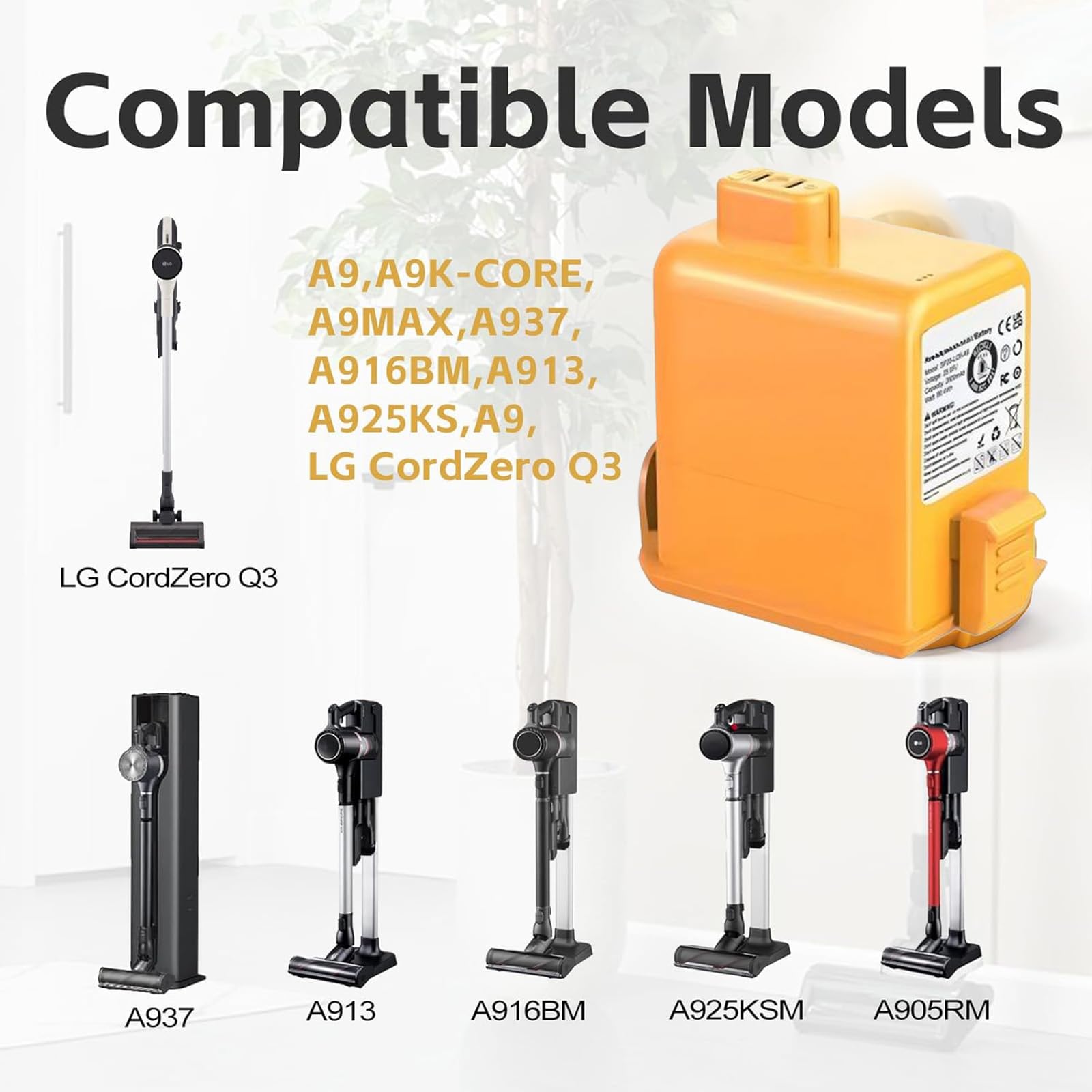 Batteria Litio Ricaricabile Power Pack da 4000 mAh per aspirapolvere Serie A958 A905M A907GMS A908MVR Sostituzione della Batteria