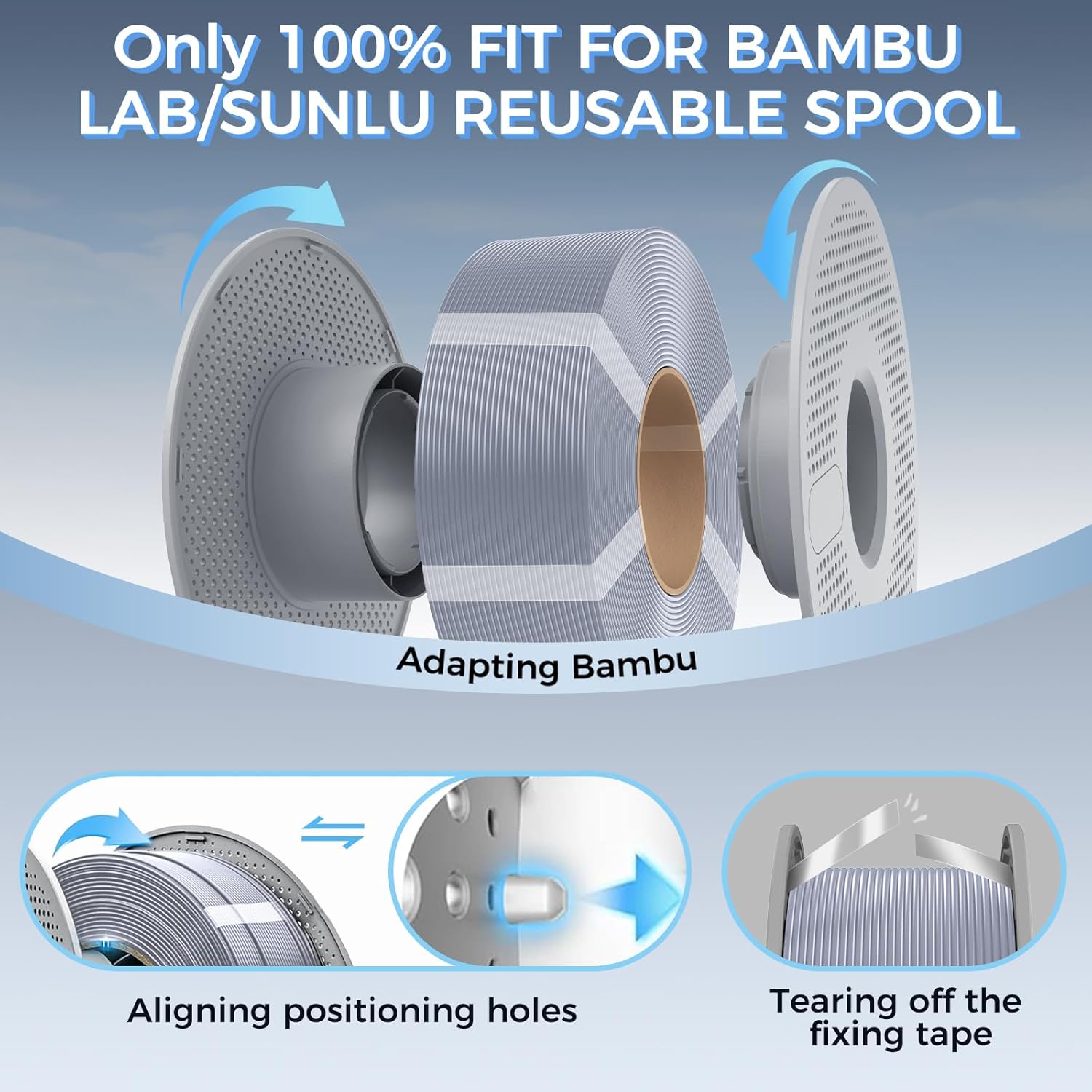 Creality PETG Filament Refill 3D Printer Filament, 2kg 1.75 mm(4.4lb) Refilament for Bambu Lab Reusable Spool, Dimensional Accuracy ±0.03mm, PETG Grey