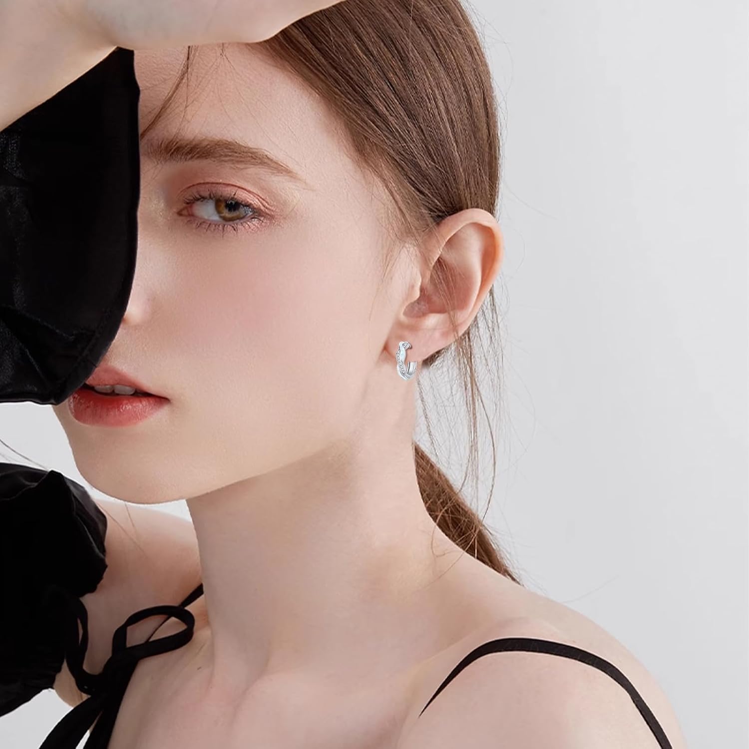 Hoop Earrings for Women S925 Sterling Silver White/Blue/Green/Pink/Black/Orange Opal Earrings Cubic Zirconia Hypoallergenic Huggie Earrings for Women Jewelry Gift - Image 3