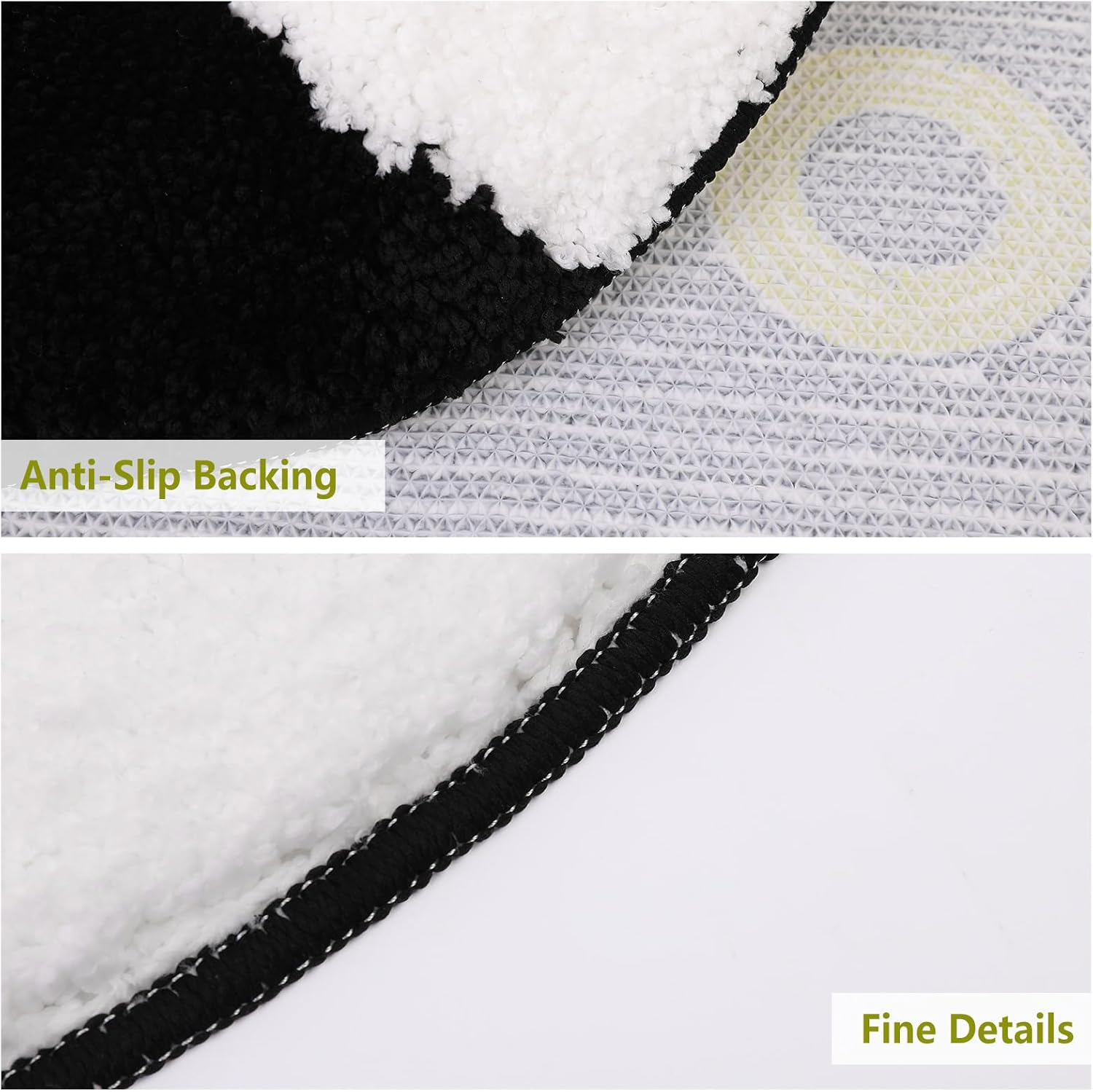 KAMA BRIDAL Cute Bath Mat Cat Bath Rugs for Bathroom Floor Non-Slip Backing Shower Mat Fast Absorbent Thick Soft Microfiber Machine Washable(Blackwhite,18x18inches)