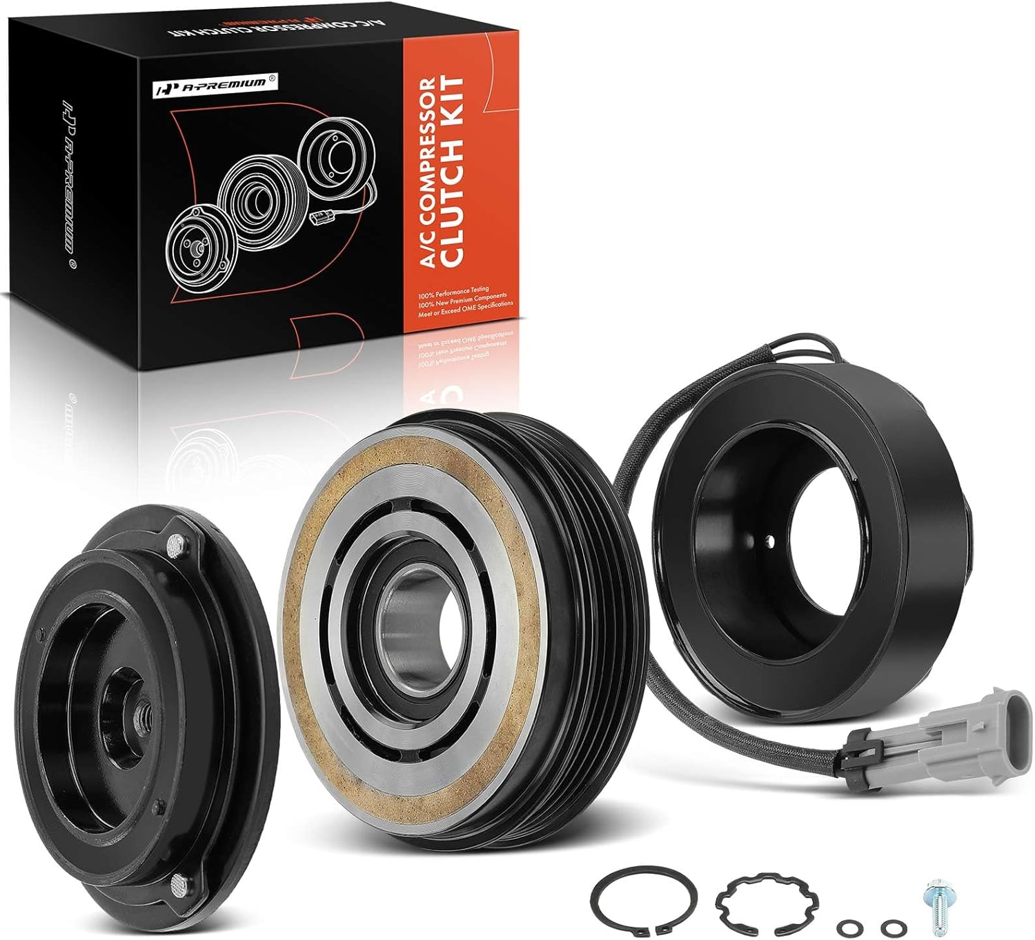 A-Premium Air Conditioner AC Compressor Clutch Kit Compatible with Chevrolet Silverado 1500 2500 HD, Tahoe, Suburban, Express & GMC Sierra 3500 Classic, Yukon, Savana & Cadillac Escalade & Hummer H2