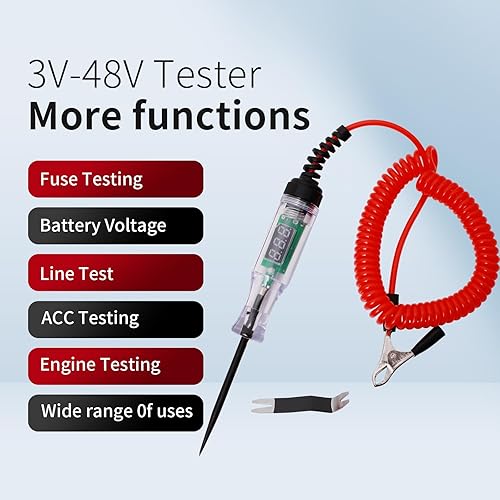 Miniatura 5 de GiLKes Probador de circuito automotriz 3v-48v, lámpara de prueba LED con pantalla de voltaje, herramienta de palanca de extracción de sujetadores