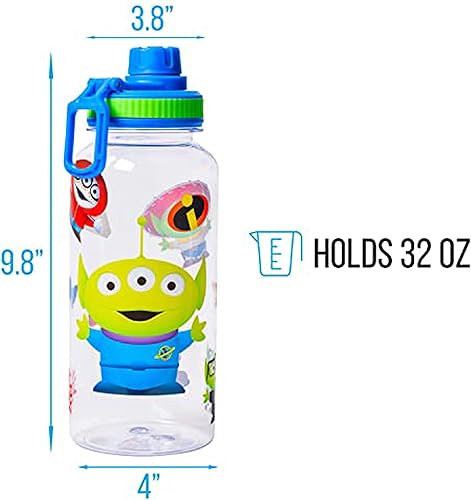 Miniatura 2 de Silver Buffalo Disney Pixar's Toy Story Alien Dressed Up As Pixar Characters Twist Spout Botella de agua de plástico con calcomanías You Stick