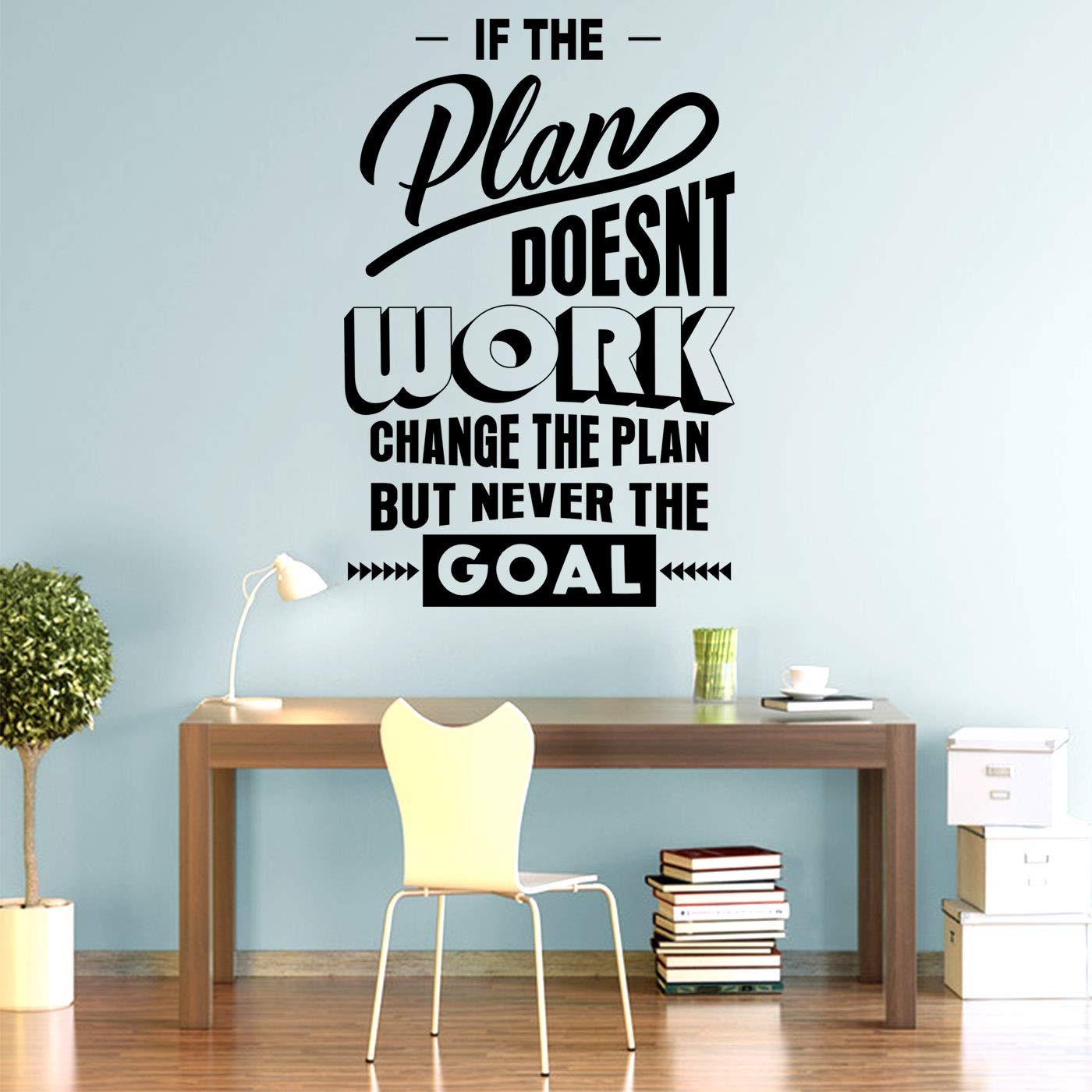 StickMe 'Change The Plan - Never The Goal - Typography - Office - Inspirational - Motivational - Quotes - Wall Sticker' -SM615 (Multi Colour, Vinyl - 60cm X 90 cm)-Self-Adhesive