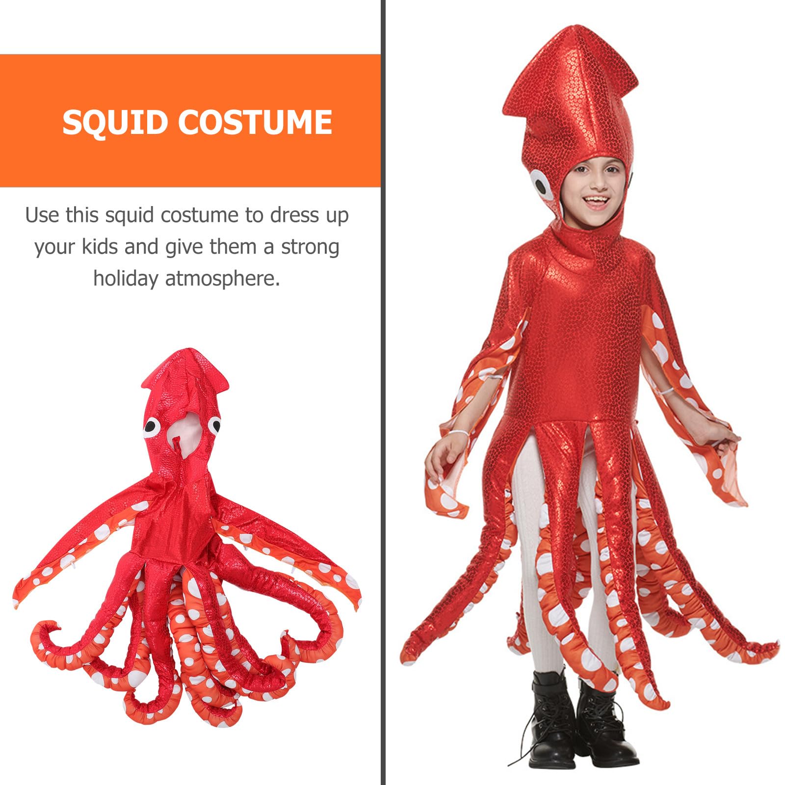POPETPOP Costume da Calamaro per in Poliestere Resistente Travestimento Halloween e Cosplay per Feste a Tema e Spettacoli Teatrali Costume di Gioco di Ruolo per Carnevale e Feste