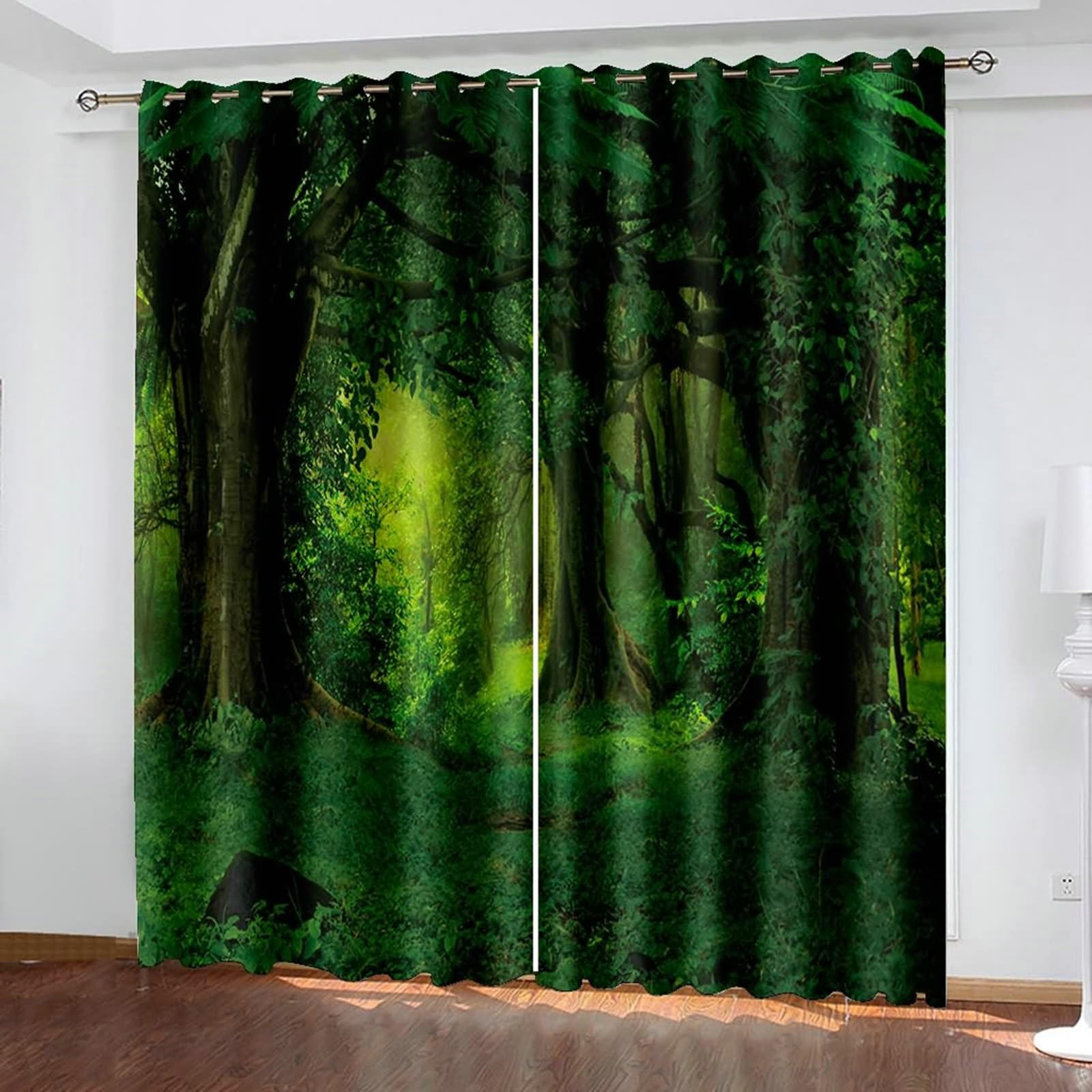 Gualiy Rideau Opaque Chambre, Rideaux Thermique Isolant Fenetre Paysage Arbres Natures Rideaux Lot de 2 107x214cm