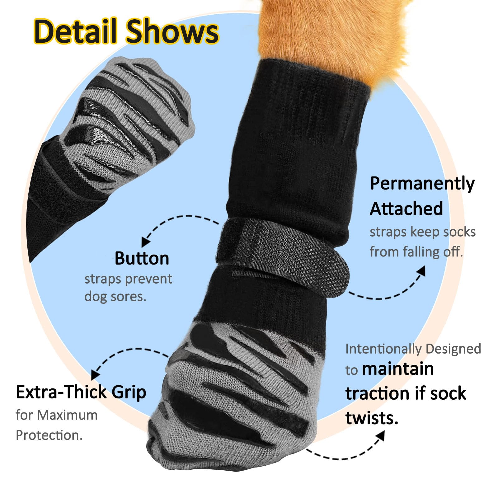 Akopawon Antirutschsocken Für Hunde & Katzen - 4 Stück Mit Gummiverstärkung