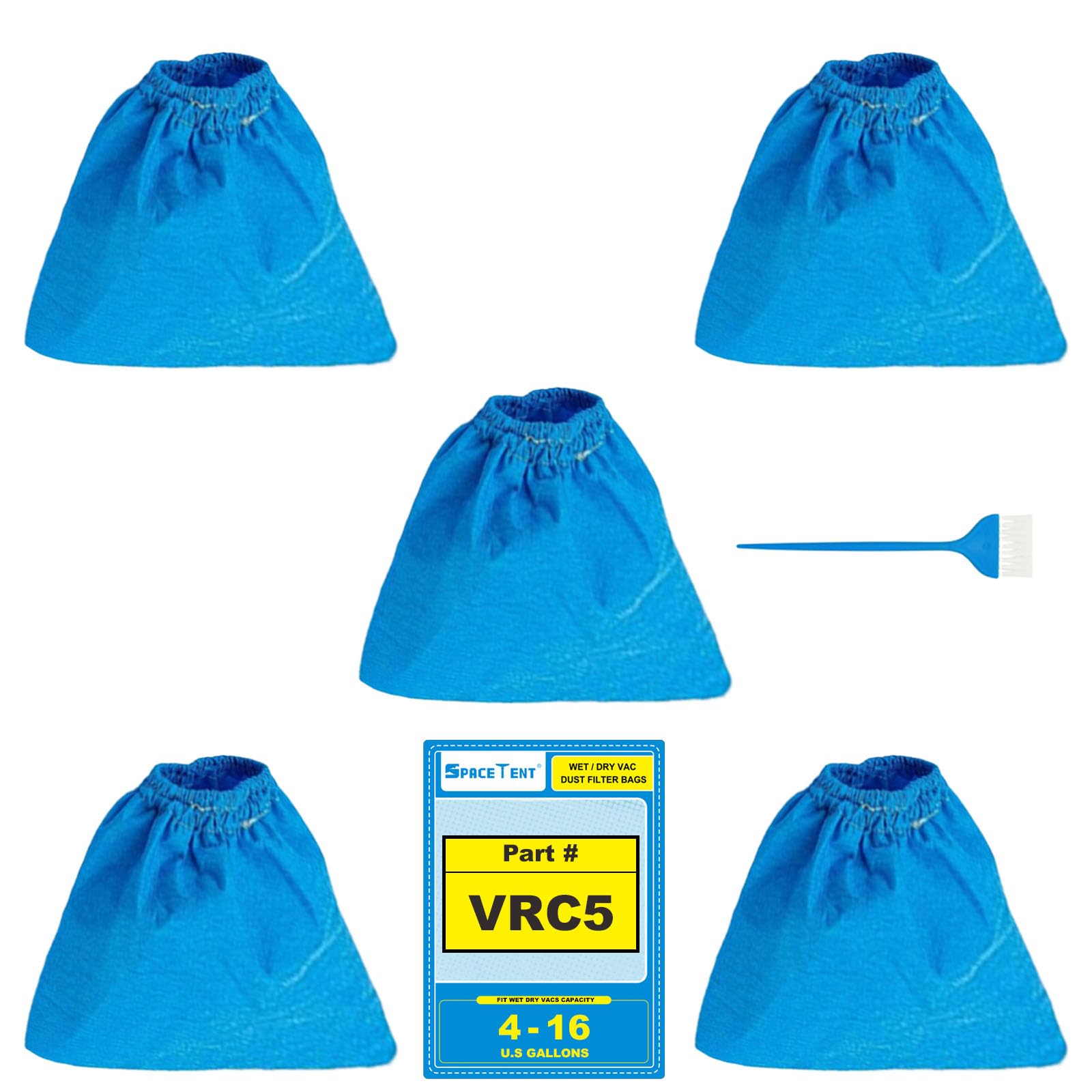 SpaceTent 5 Pack VRC5 Shop Vac Filter Bags for Vacmaster 4, 5, 12