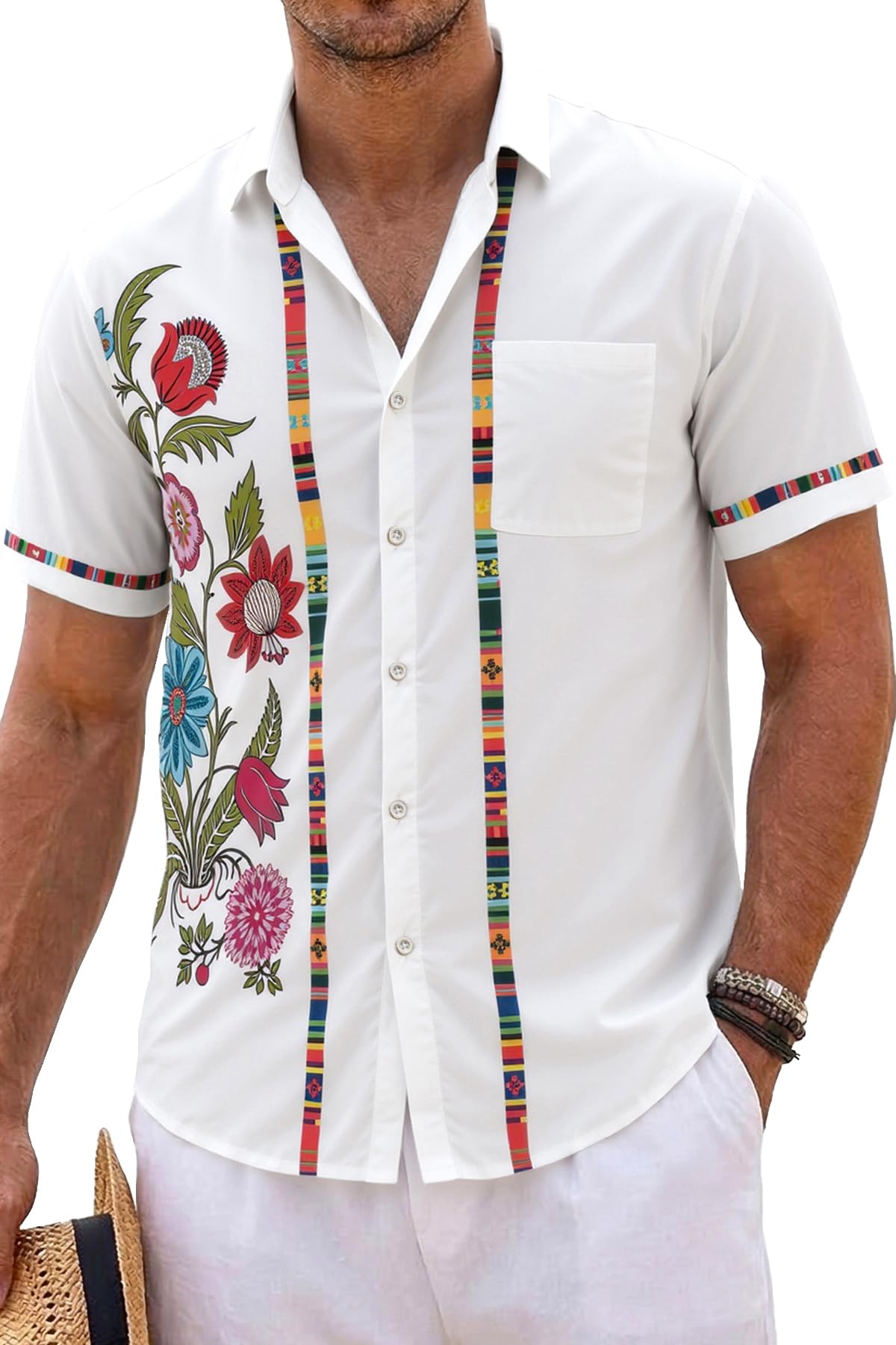 KYKU Men's Hawaiian Shirt Short Sleeve Tropical Button Down Casual Summer Beach Vacation Shirts