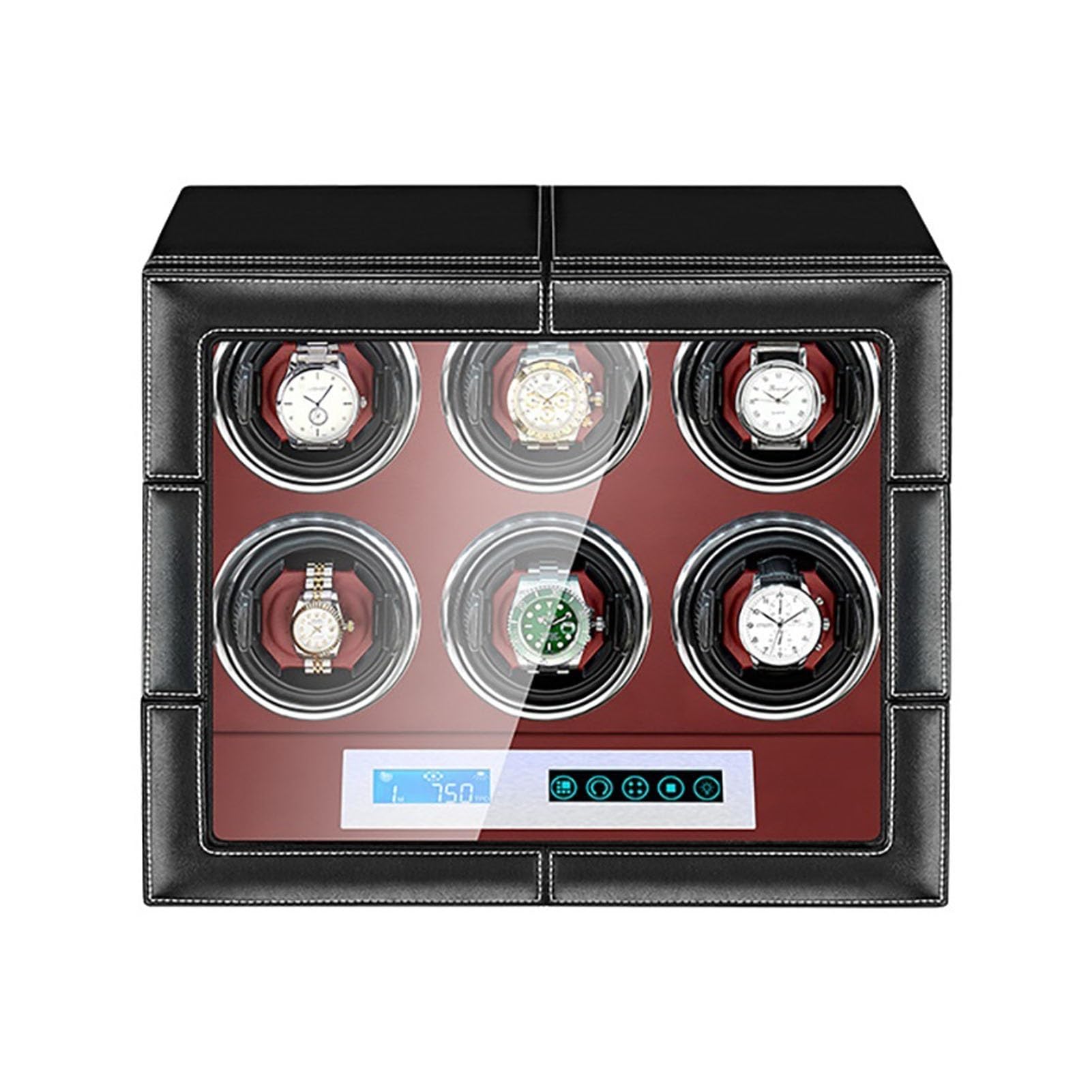 Rotomat do 2 zegarków automatycznych, skóra, ekran LCD, 5 trybów obrotu