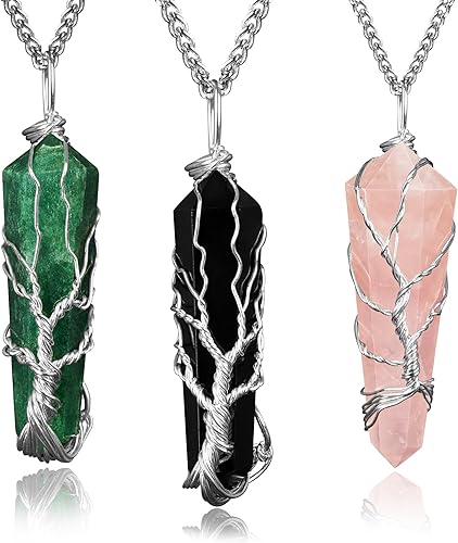 Collares de cristal curativo hechos a mano para mujeres y hombres, colgantes de cristal de chakra para curación, yoga, meditación, protección