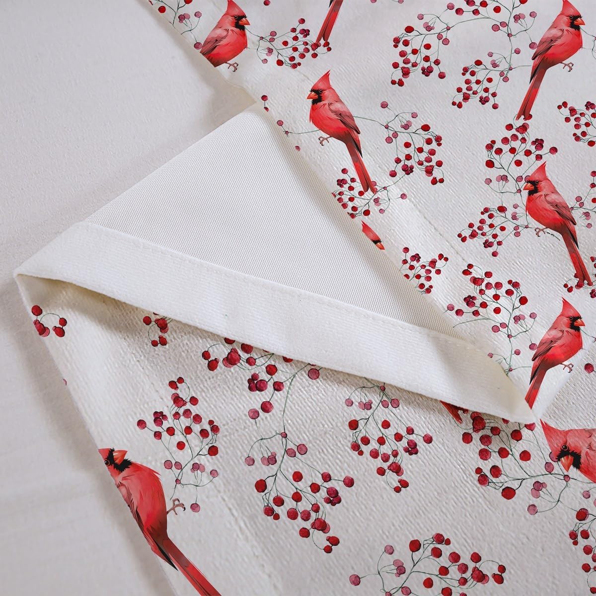 Erosebridal Bird Valance Curtains 52" W X 18" L, Branches Window Curtains, Cardinal Bird Wild Animals Botanical Blackout Valances, Plants Berry Window Treatment Valances, Nature Short Valance, Red