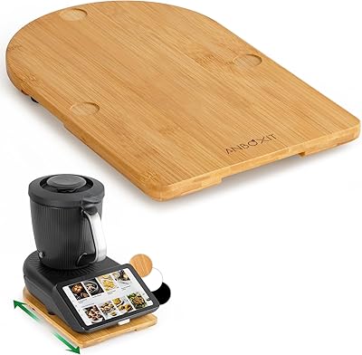 ANBOXIT Gleitbrett TM7 für Thermomix, Brett für Thermomix mit Rollen, Leicht Gleitendes Bambus Rollbrett/Slider - Bambus