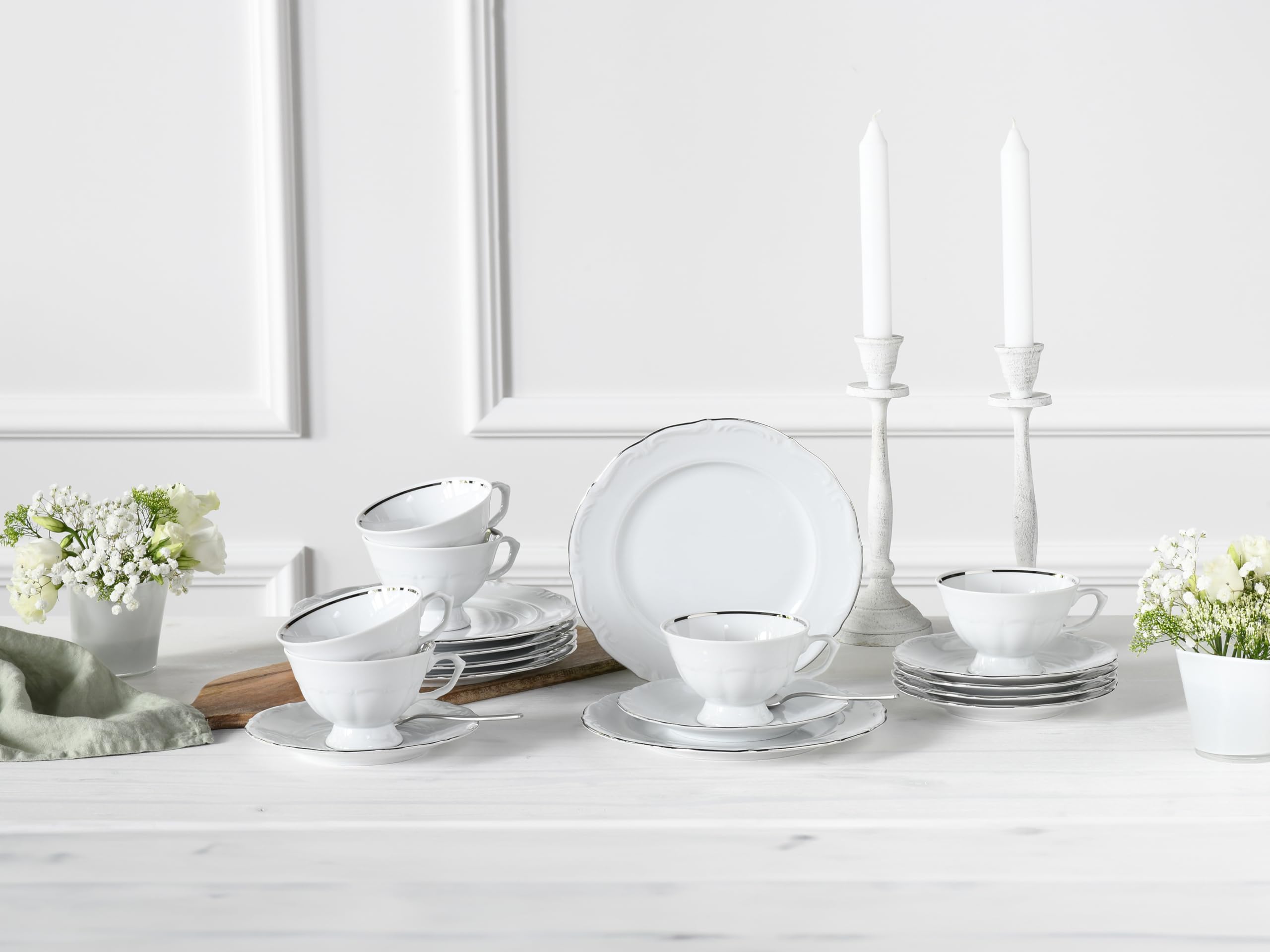 CreaTable, 24322, seria Maria Theresia Platinum, 18-częściowy zestaw naczyń dla 6 osób, serwis do kawy z porcelany, wyprodukowano w Europie