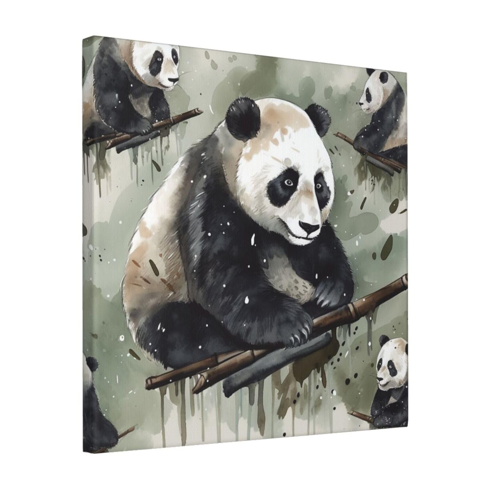 FodPand Ink Painting Panda Canvas Wall Art for Living Room Wall Decor 16"x16" Modern Artwork Painting Pictures Hanging Canvas Prints Aesthetic Wall Art for Bedroom Bathroom Office Wallart Decor