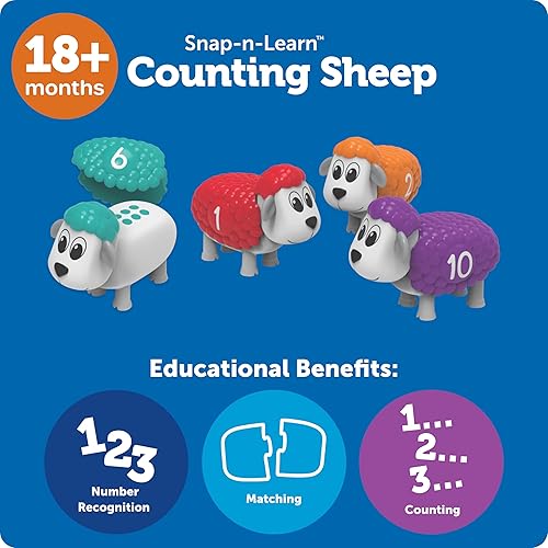 Miniatura 5 de Learning Resources Snap-n-Learn - 20 piezas para contar ovejas a partir de 18 meses, juguetes de aprendizaje para niños pequeños, juguetes de contar