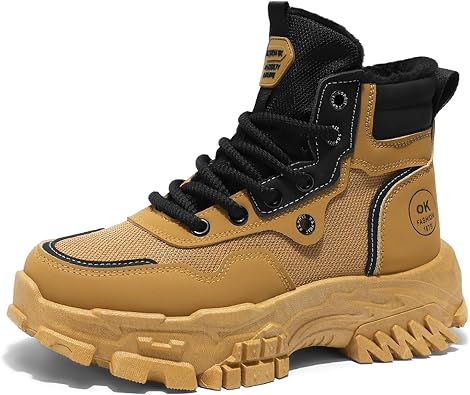 Snow Boots for Men, Water Resistant & Insulated Winter Hiking Shoes with Anti-Slip Rubber Sole and Fleece Lining for Cold Weather