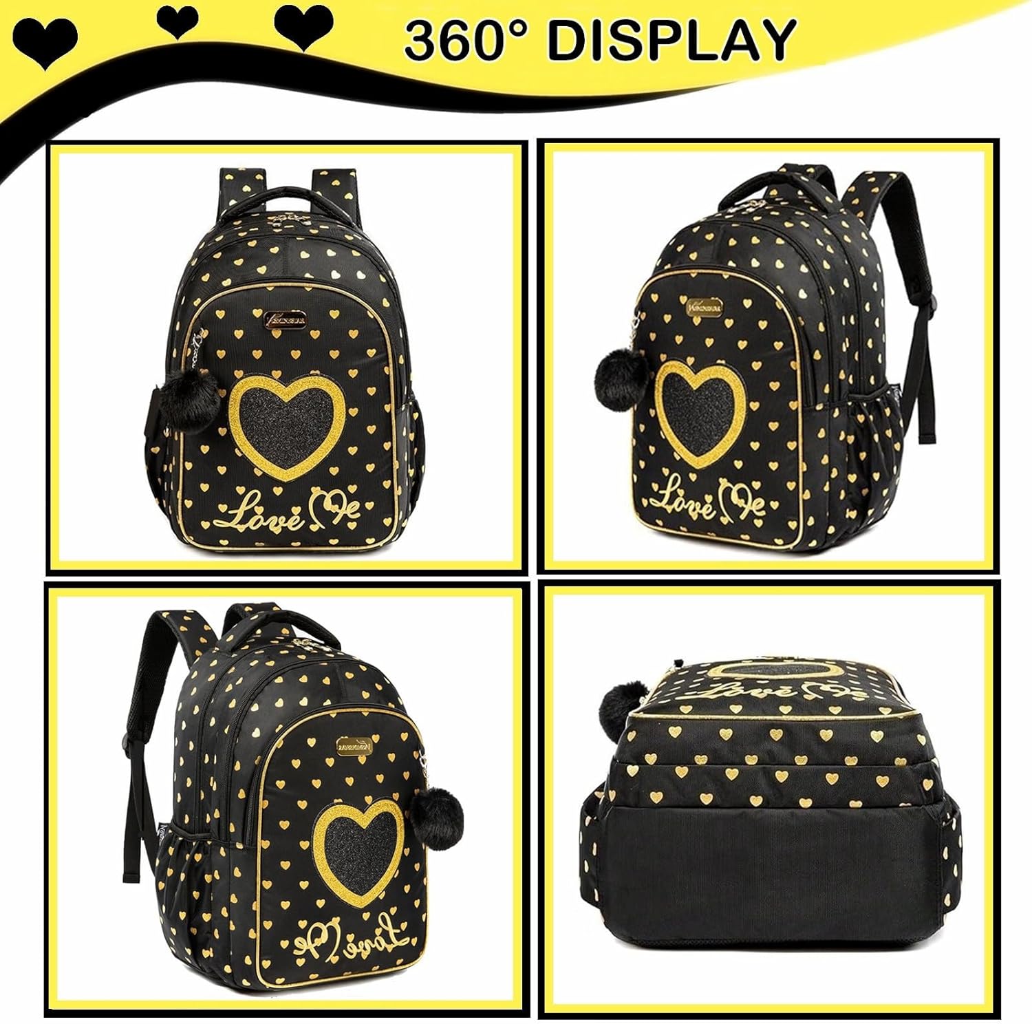 Kids School Backpack for Girls Lightweight Bookbag with Lunch Box Pencil Case Large Capacity Backpack for Elementary Students Durable School Bag with Adjustable Straps (12810-3)