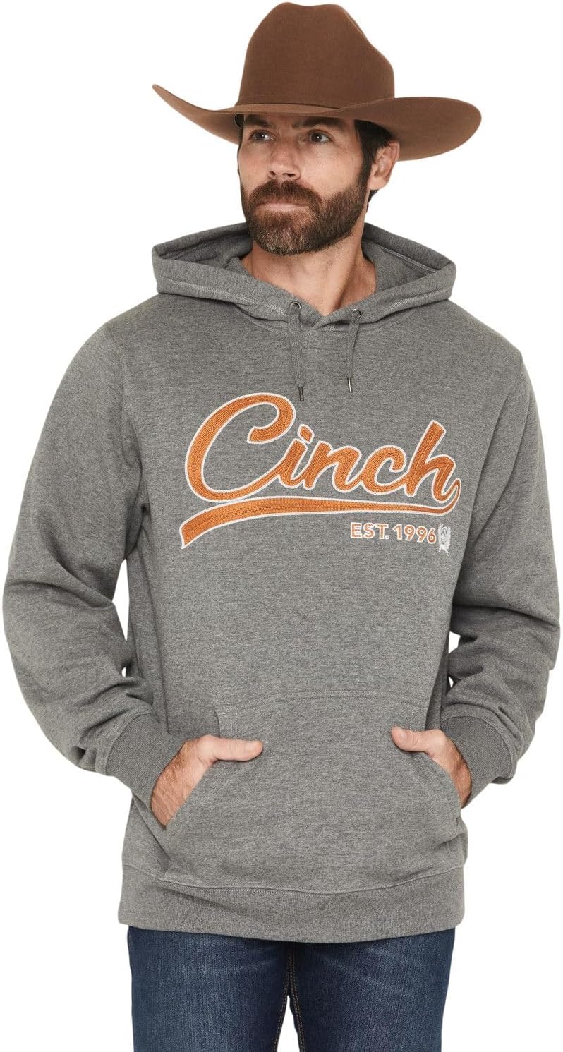 Cinch Men's Grey Logo Essentials Hoodie