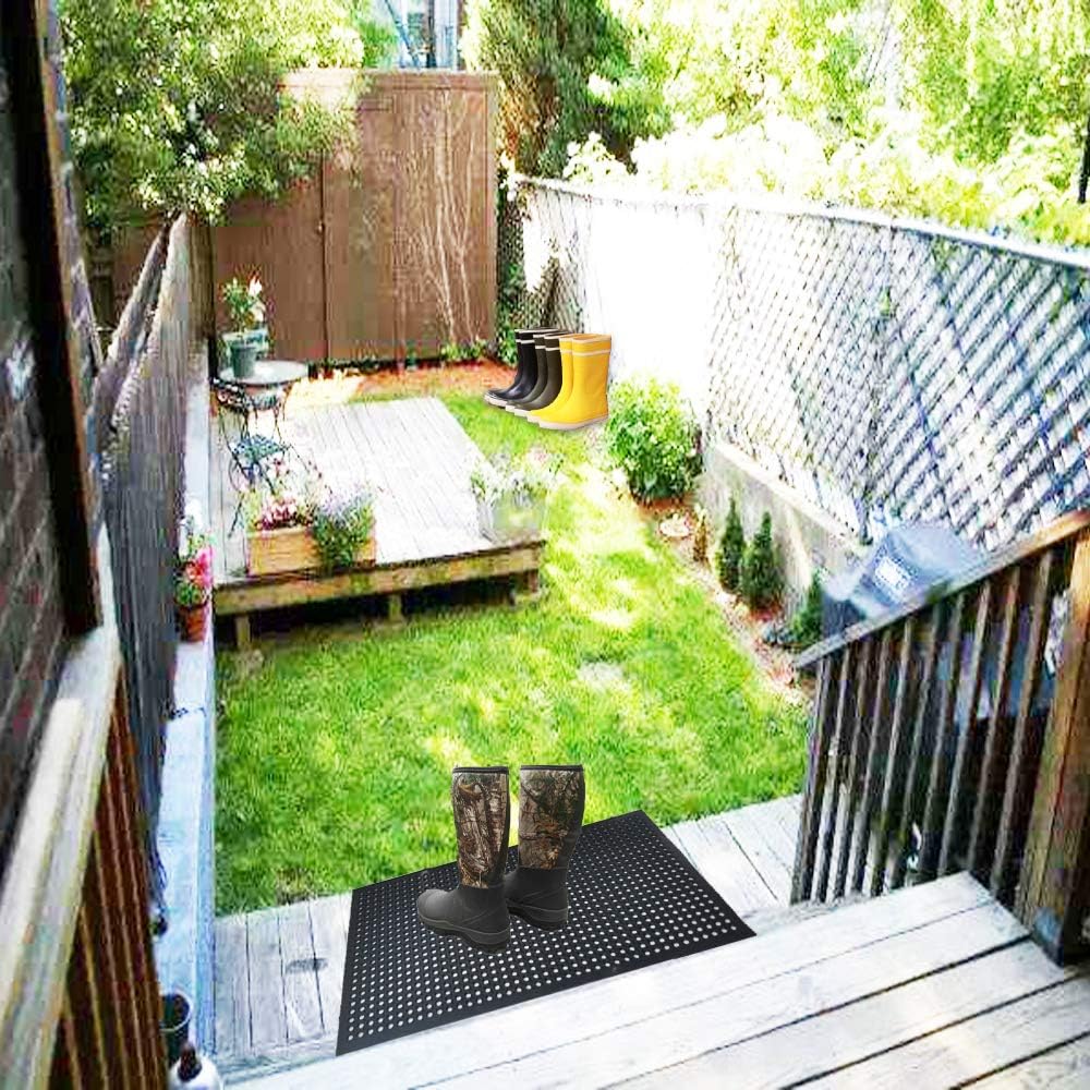 Anti-Fatigue Rubber Floor Mat - NANBOWANG Commercial Grade Interlocking Non-Slip Recycle Tyre Floor Mats for Restaurant Kitchen Bar Garden Outdoor Wet Area(36"x 36") - Image 9