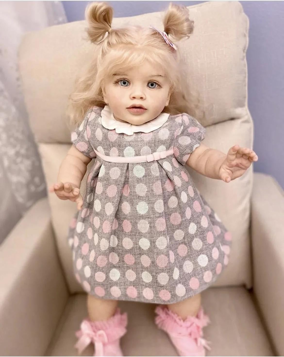 RXDOLL Big Size Reborn Toddler Baby Doll Princess Girl 26 Inch Realistic Newborn Doll Cloth Body Soft Vinyl Real Looking Reborn Baby Dolls Lifelike Toddler Dolls for Girls 3+