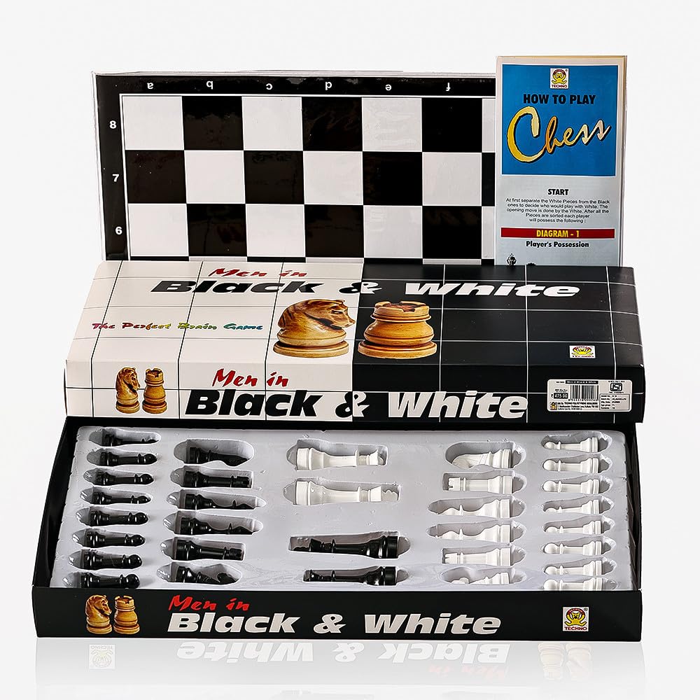 TECHNO Men in Black & White Chess Set, 15" Square Chess Board with Black and White Chess Coins (B08N3WR897) Amazon Price History, Amazon Price Tracker