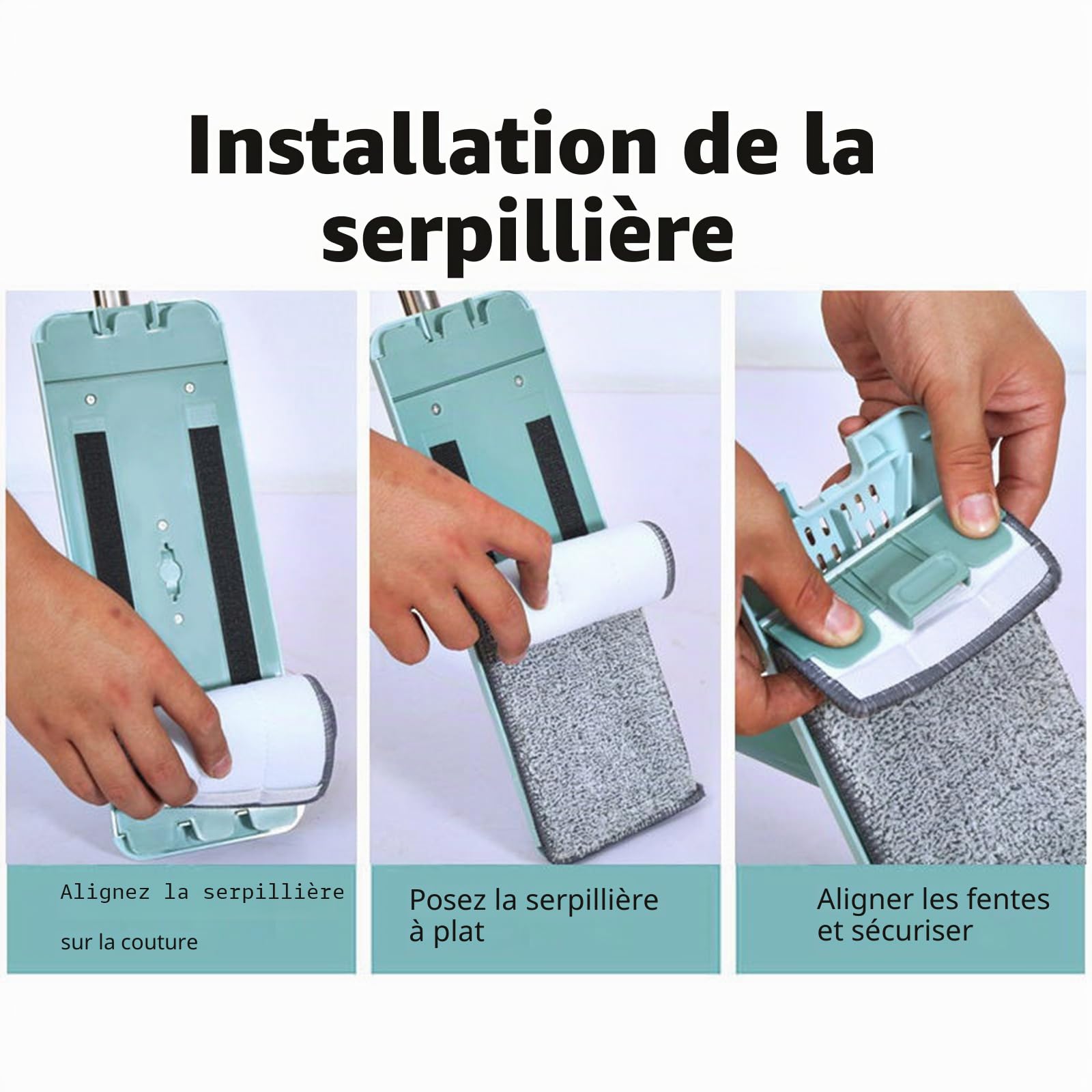 Lot de 6 serpillères de rechange en microfibre, env. 33 x 12 cm, pour enlever les taches et nettoyer le sol