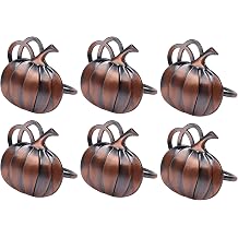 Thanksgiving Pumpkin Napkin Rings Set of 6, Copper Pumpkin Metal Ring Holders for Fall Halloween Thanksgiving Wedding Birthday Party Dinner Table Decoration
