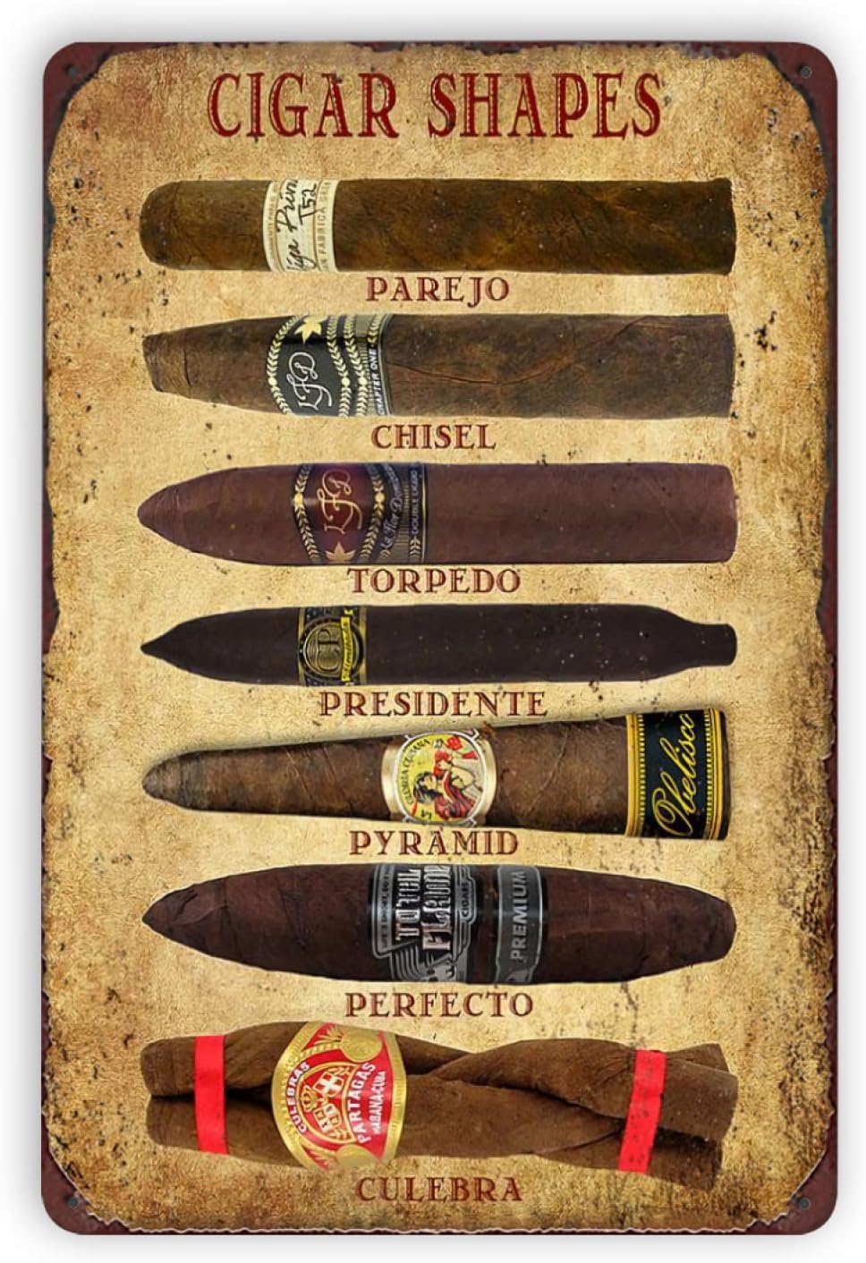 Anceky Cigar Shapes Metal Signs Vintage Wall Art Decor for Home Shop Man Cave Bar Lounge Room Garage Retro Tin Plaque Poster s 12x16 Inch