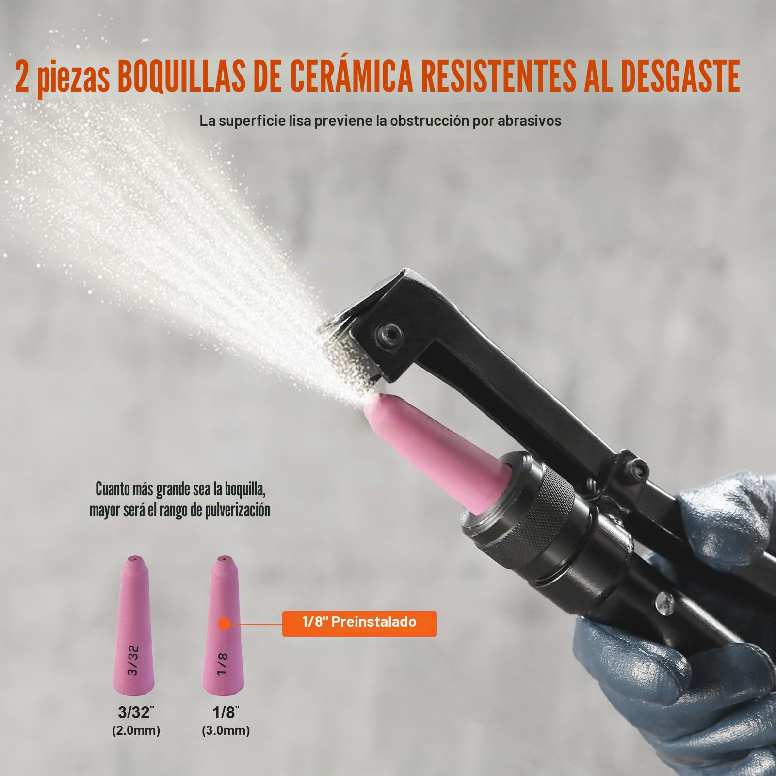 VEVOR Kit de Chorro de Arena de Alta Presión 60-110 PSI Tanque de Chorro de Arena Abrasivo Portátil 137 L con 2 Boquillas de Cerámica y Separador de Agua y Aceite para Eliminar Pintura, Manchas, Óxido