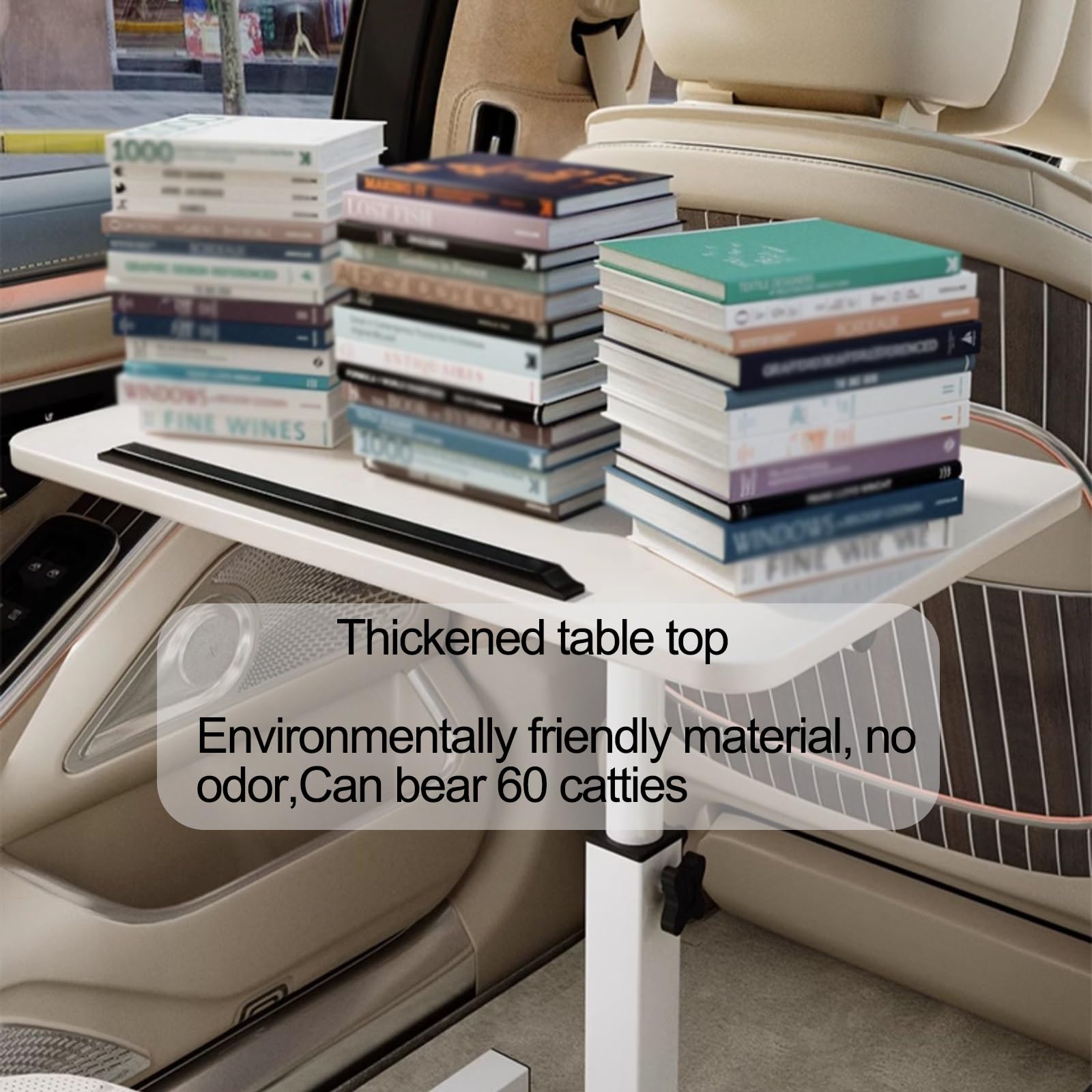 Mesa De Coche Plegable para Oficina, Ajustable Bandeja Portátil para Comer En El Coche, para Ordenador Portátil, Bandeja De Comida En El Soporte(Black 2,60 * 40cm/23.6 * 15.7in)