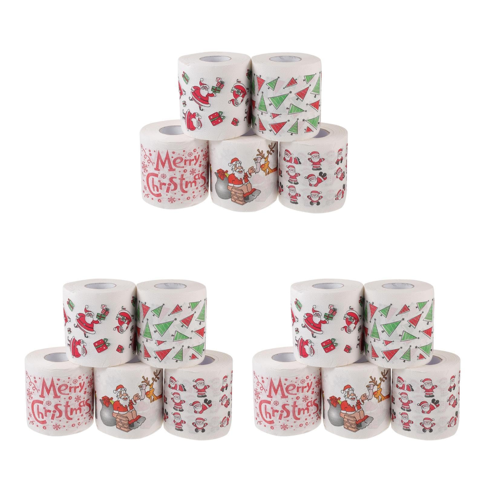 MAGICLULU 15 Rollen Weihnachts-toilettenpapier Union Musik Strumpffüller Gemustert Farbige Servietten Weihnachtsbedarf Fröhlich Schrott Festlich Vater Blumenpapier Jungfräulicher Zellstoff
