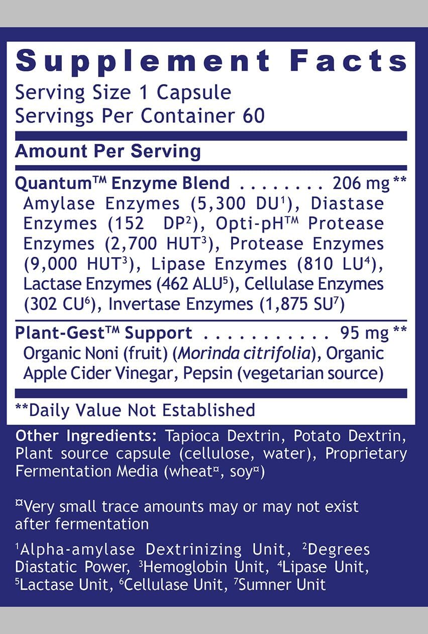 Quantum Nutrition Labs Quantum Digest - Digestive Health Enzymes for Women and Men, Digestion Support for Gut Health, Fully Active Vegan Enzyme Pills - 60 Vegetarian Capsules - Image 5
