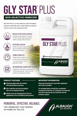 Gly-Star Plus Herbicide (2.5 Gallons) Glyphosate Concentrate (41%) with Surfactant - Non-Selective Broadleaf Weed and Grass Control