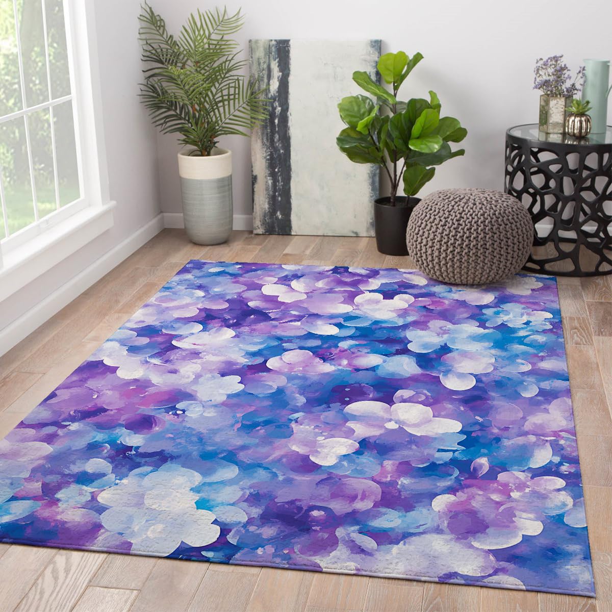 Tapis aquarelle fleur abstraite pour une entrée accueillante