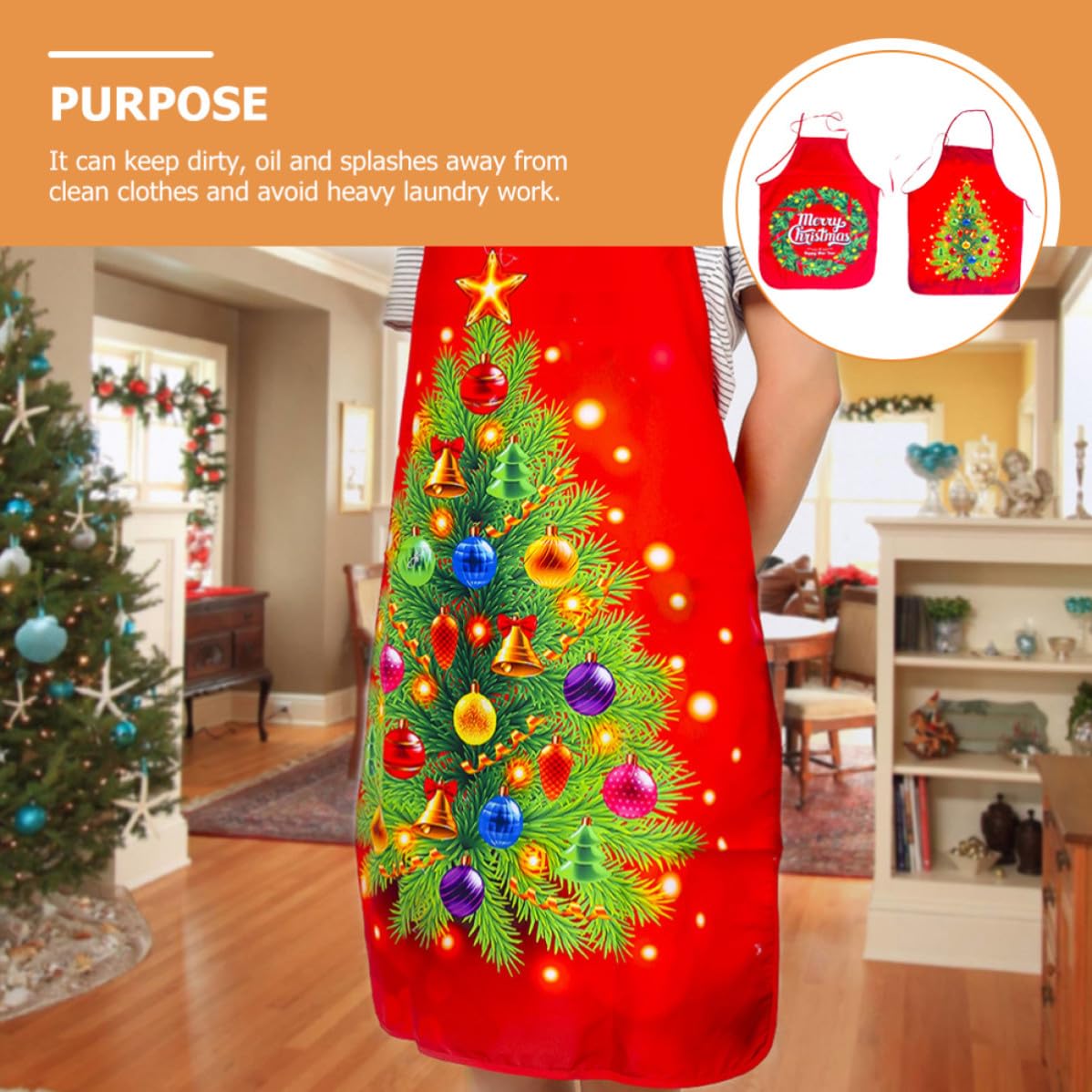 PRETYZOOM 10 Unidades Delantal Navideño Rojo para Adultos Diseño Clásico de Tela, Correas Ajustables y Fácil de Usar para Cocina en Navidad