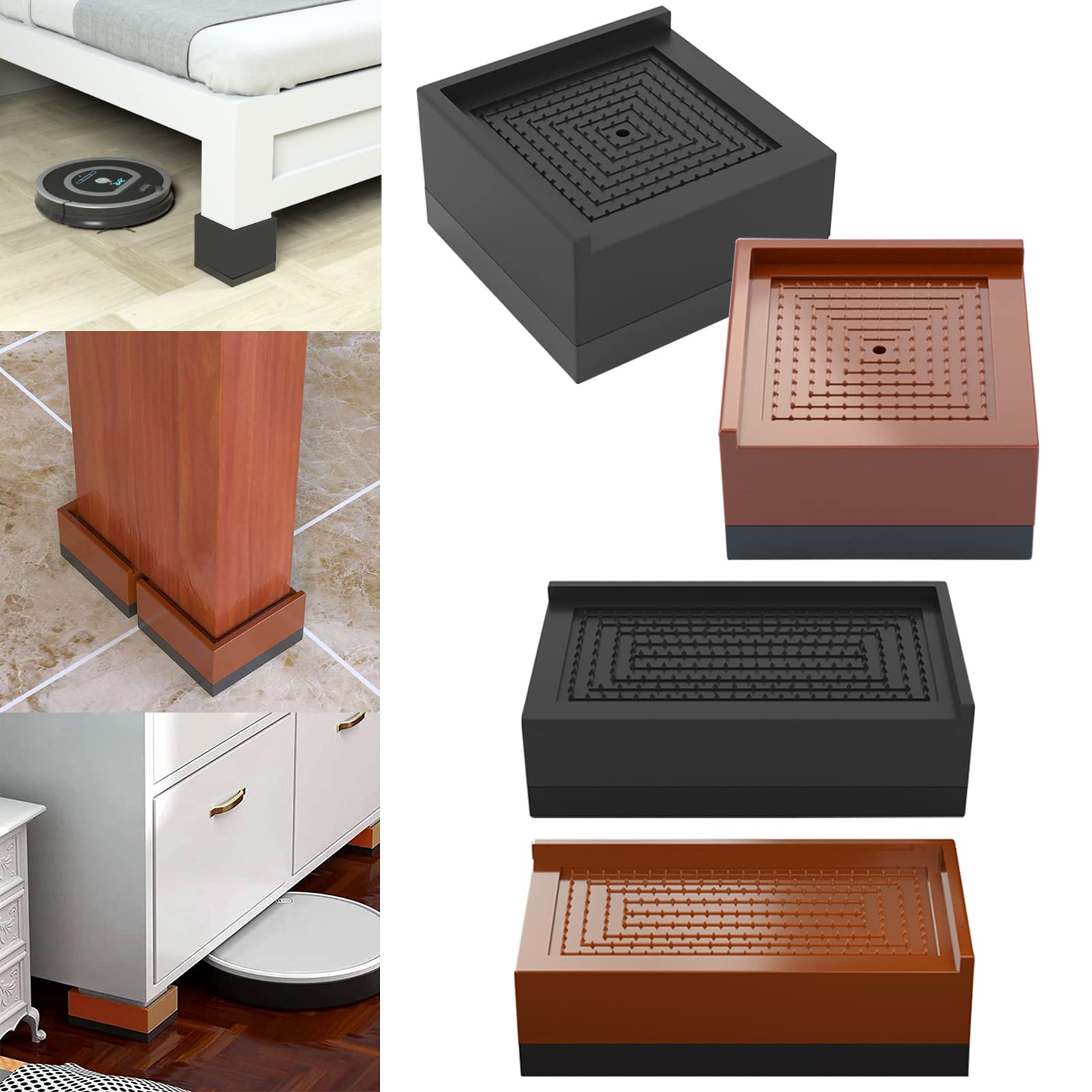 MXMZHXU Rialzo per mobili, 15 cm, a forma di L, supporto resistente fino a 6000 kg, per letto, divani, tavoli, divani, scrivanie (nero, 15-4 pezzi