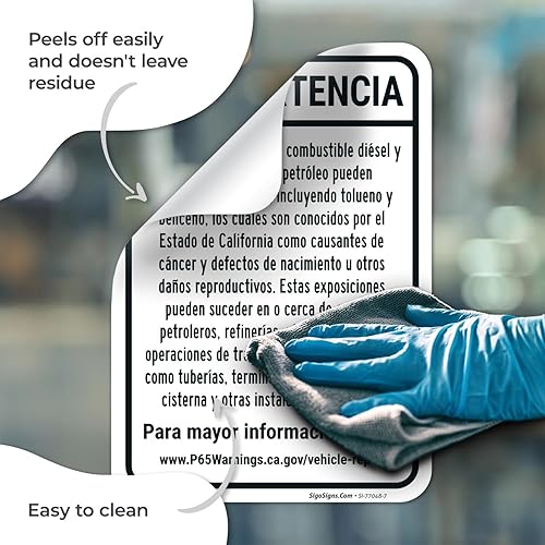 Miniatura 7 de Sigo Sign, Warning Crude Oil Gasoline Diesel Fuel Other Petroleum Products Spanish Sign, 10x7 Inches, 4 Mil Vinyl Decal Stickers Weather Resistant,