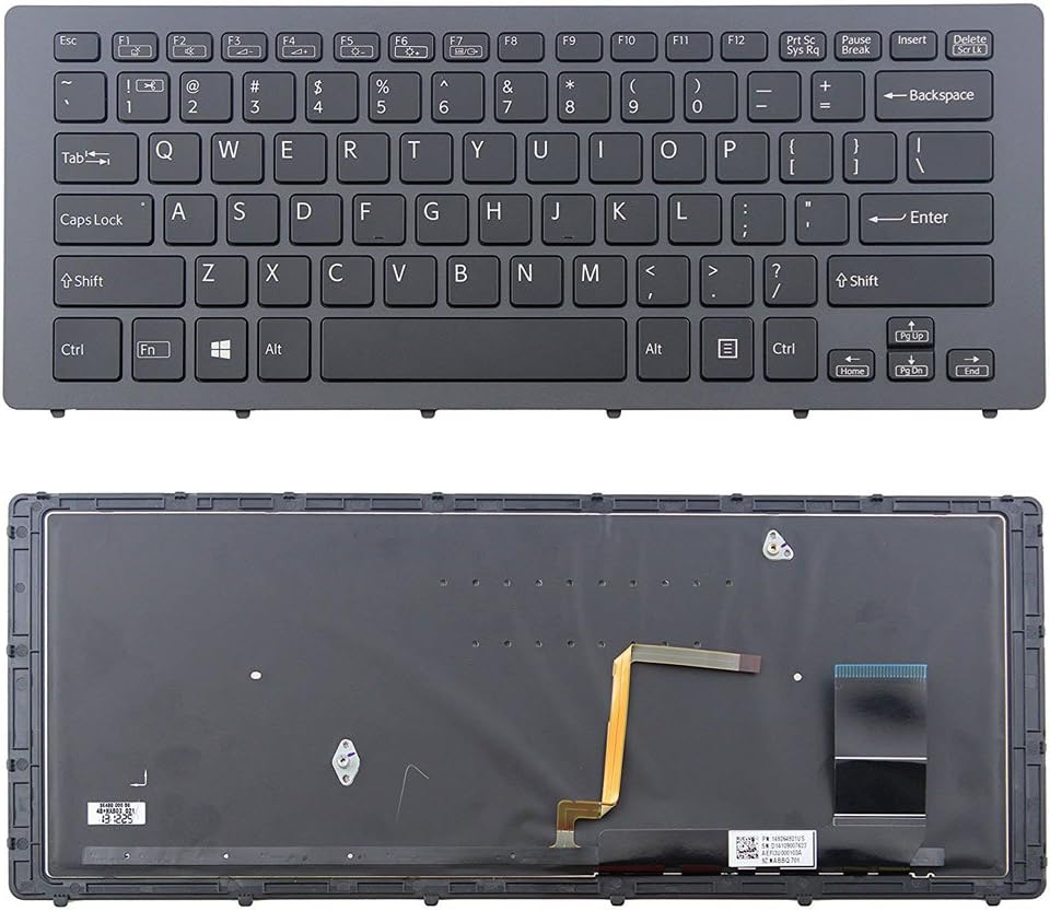New Laptop Backlit Keyboard (with Frame) Replacement for Sony Vaio Fit 15A Multi-flip PC, US Layout, Black Color