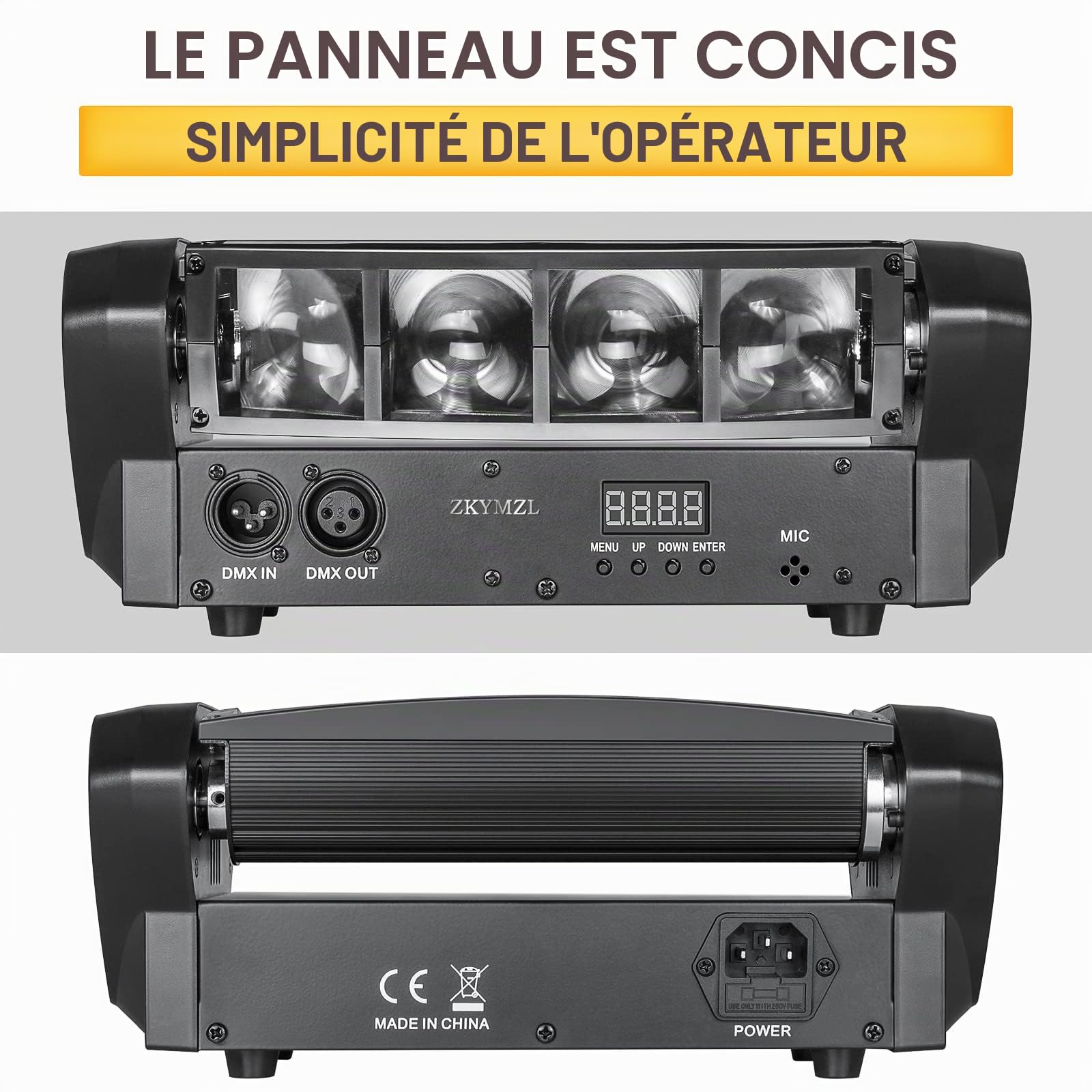 ZKYMZL Lumière de fête LED RGBW Spider Moving Head avec faisceau LED contrôlé par DMx512 - Idéal pour les spectacles d'éclairage disco