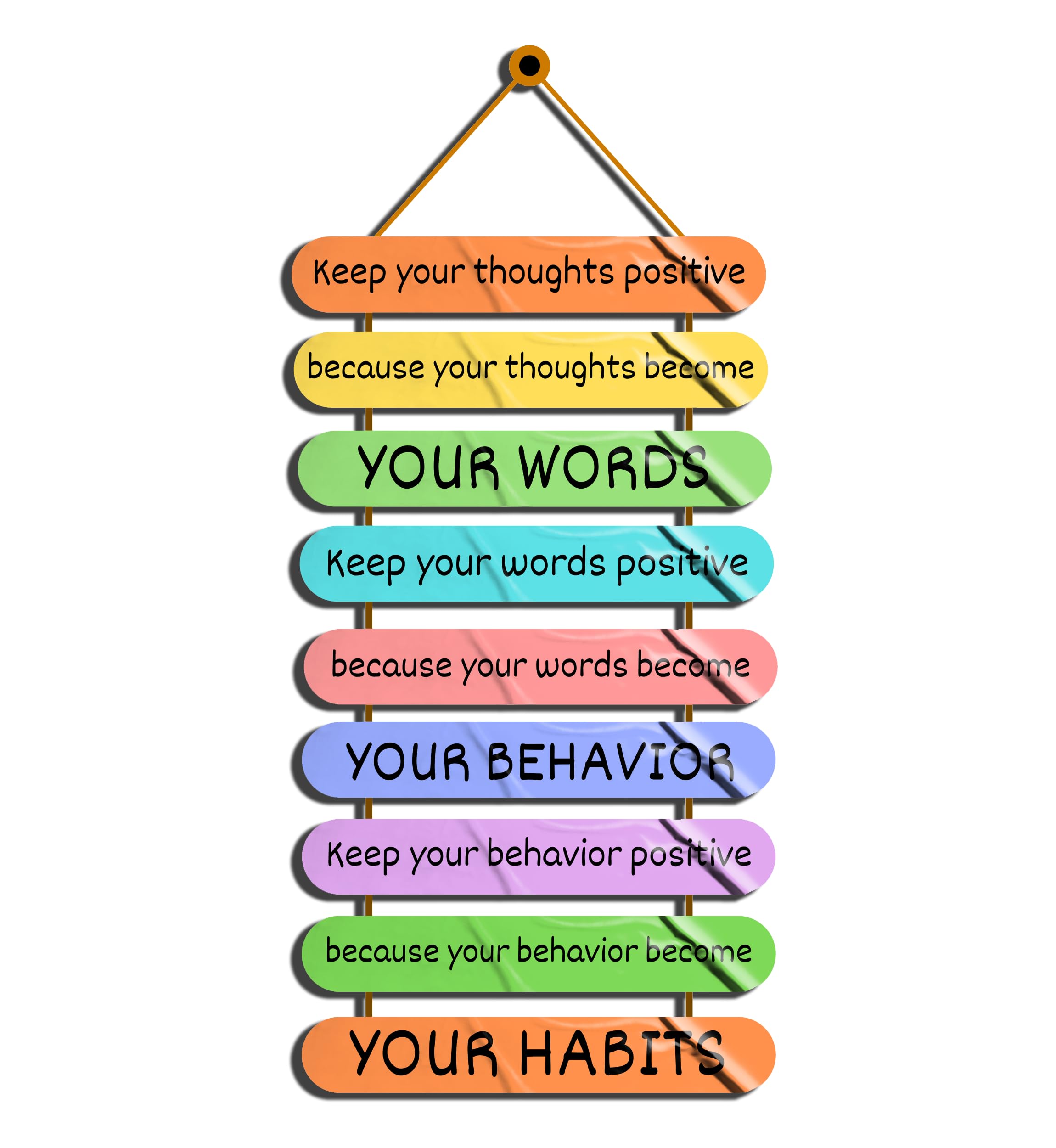 Positive Mindset Ladder Wall Decor – Inspirational Quotes on Thoughts, Words, Behavior & Habits for Home, Office & Study Room-image-7